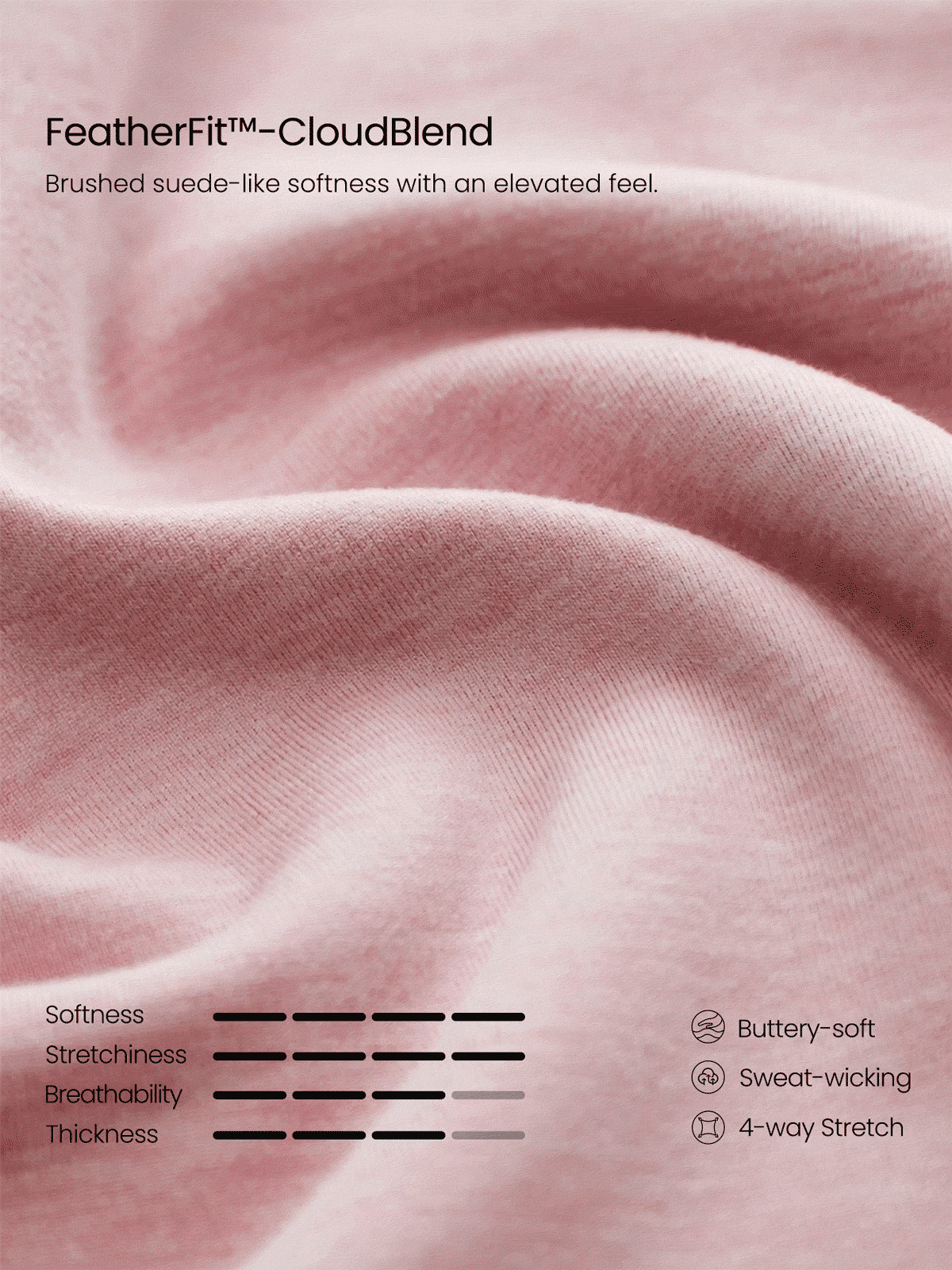 GLOWMODE FeatherFit™-CloudBlend 優雅流線臀部長度深V領長袖交叉領上衣，附拇指孔，適合芭蕾舞桿工作室與日常休閒 - 粉色 - 查看 6