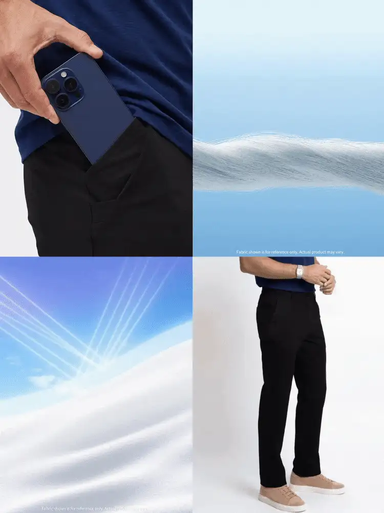 TekDrob Water Repellent And UV Protection Straight Pants With SmartPhone Pocket - Black - View 5
