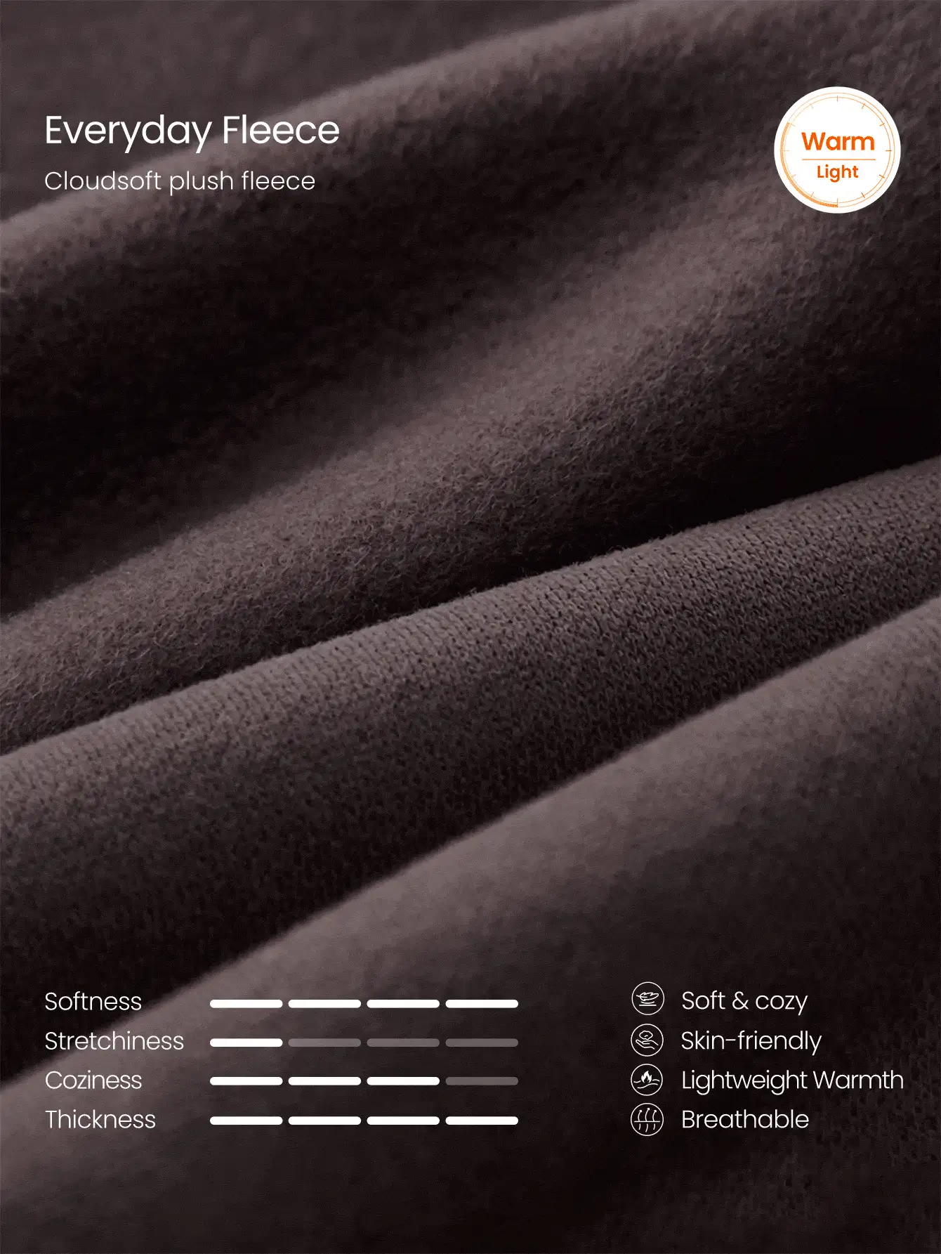 GLOWMODE Cozy Street Collection Everyday Fleece Warm Glow V-Neck Full-Zip Hoodie With Ribbed Corset-Style Waist Daily Casual Fall Winter Wear - Brown - View 6