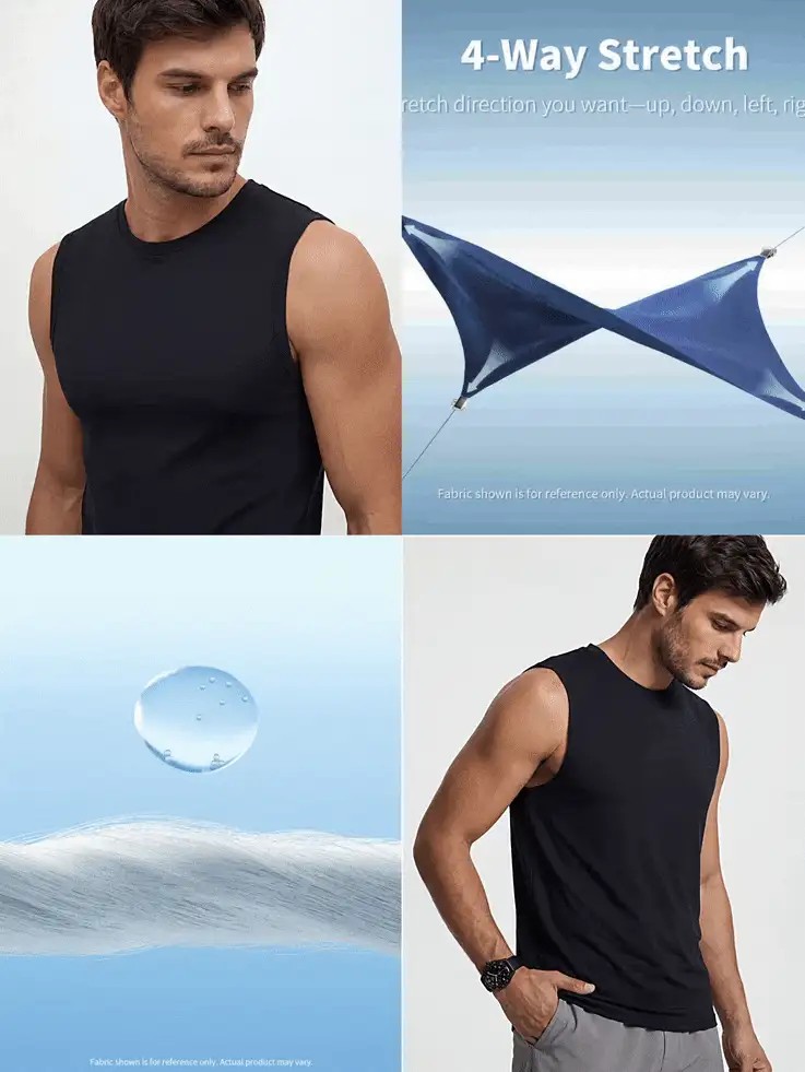 TekDrob Anti-Odor Muscle Tank Top With Regular Fit - Black - View 2