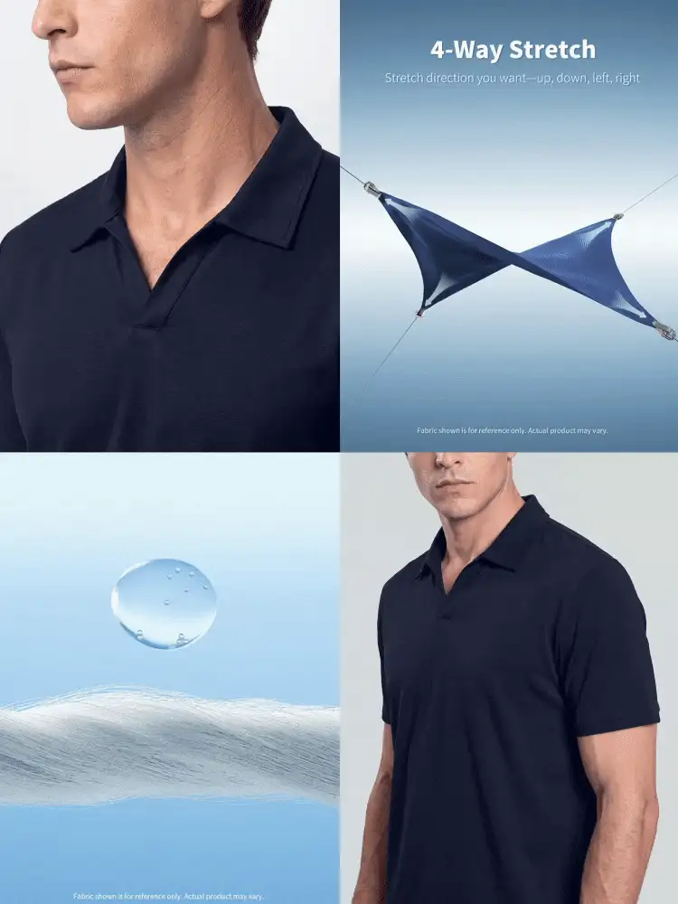 TekDrob Double Anti-Odor And Water Proof Buttonless Polo With Regular Fit - Navy Blue - View 2