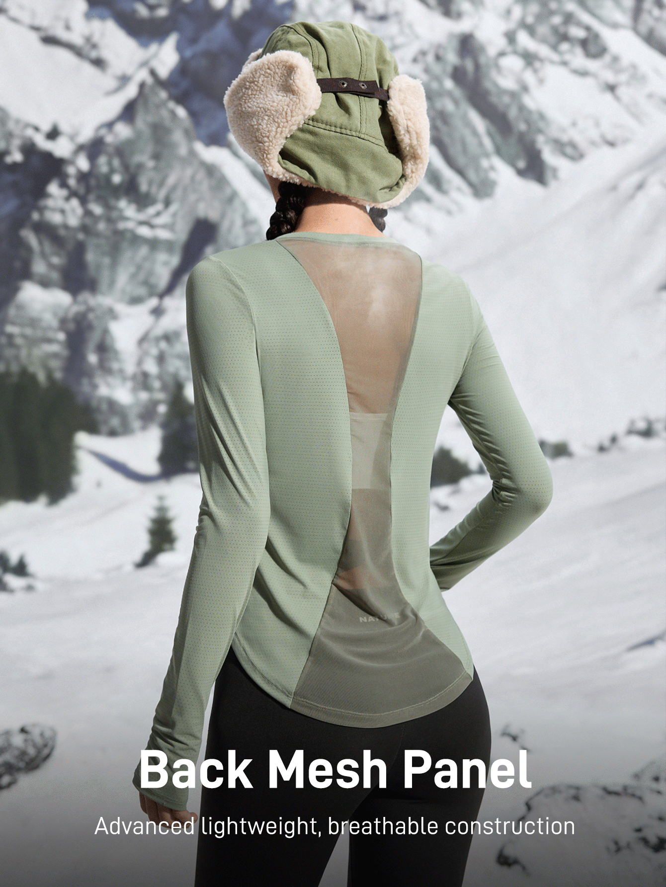 SHEIN Sports Camiseta deportiva de manga larga con malla transpirable y empalmes, ropa de mujer para running, senderismo al aire libre que estiliza la figura - Verde militar - Añade 4