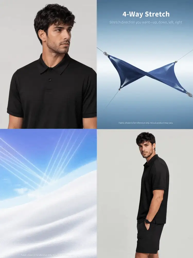 TekDrob Regular Polo With UV Protection And 4-Way Stretch - Black - View 6