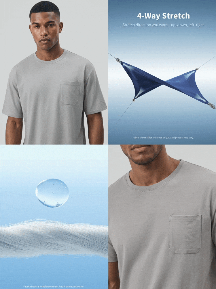 TekDrob Double Anti-Odor & Water Repellent T-Shirt With Single Chest Patch Pocket And Oversized Fit - Grey - View 2
