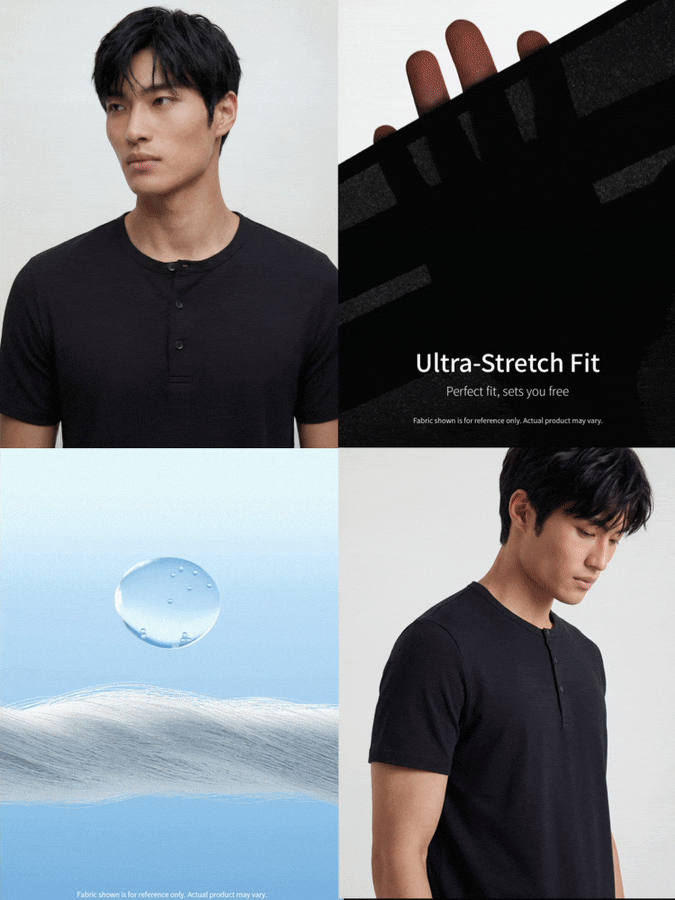 TekDrob Kaos Henley Viscose dengan Efek Anti Bau Ganda dan Potongan Reguler - Hitam - View 2
