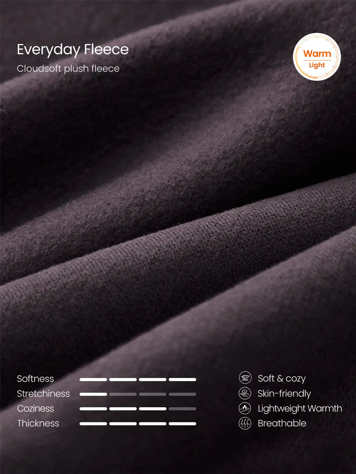 GLOWMODE Cozy Street Collection Everyday Fleece Coffee Run Waist-Length Hooded Bomber With Ribbed Hem & Metallic Details Daily Casual Fall Winter Wear - Dark Truffle - View 5