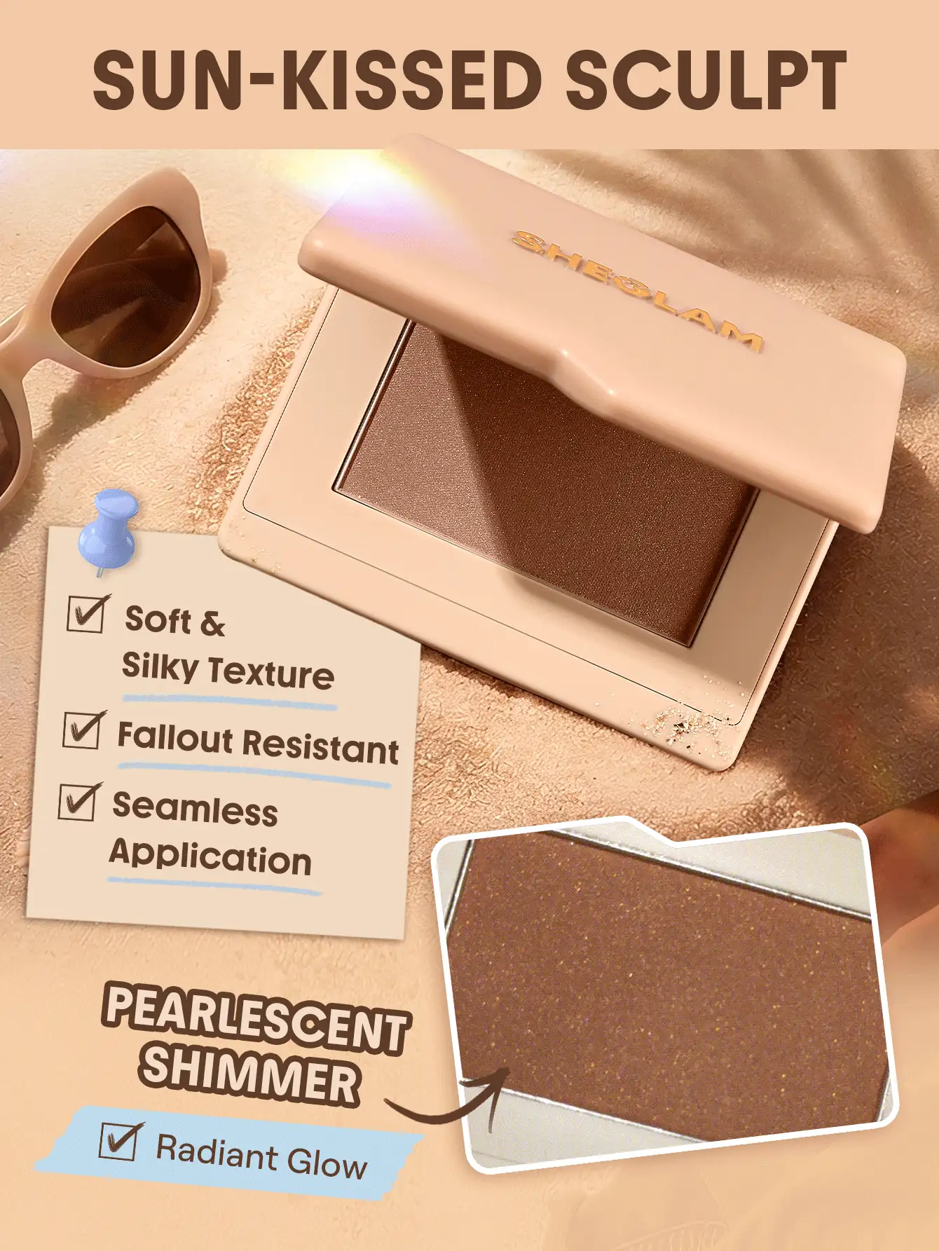 SHEGLAM Dream Touch Bronzer-15 Mud Pie Powder Bronzer Merek Kecantikan Kosmetik Makeup Untuk Wanita Dan Anak Perempuan - Mud Pie - View 4