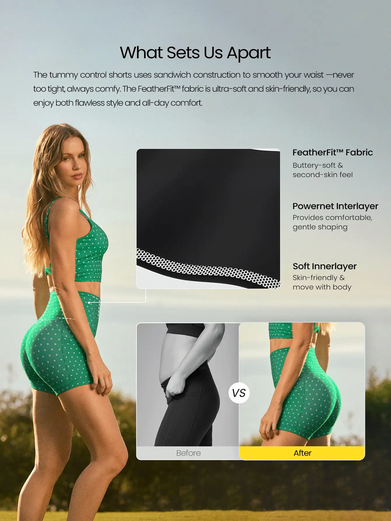 GLOWMODE 4.3" FeatherFit™ Anti-Slip Pocket Bike Shorts Non Front Seam Low Impact Cycling Running Gym Workout Summer - Green - View 4