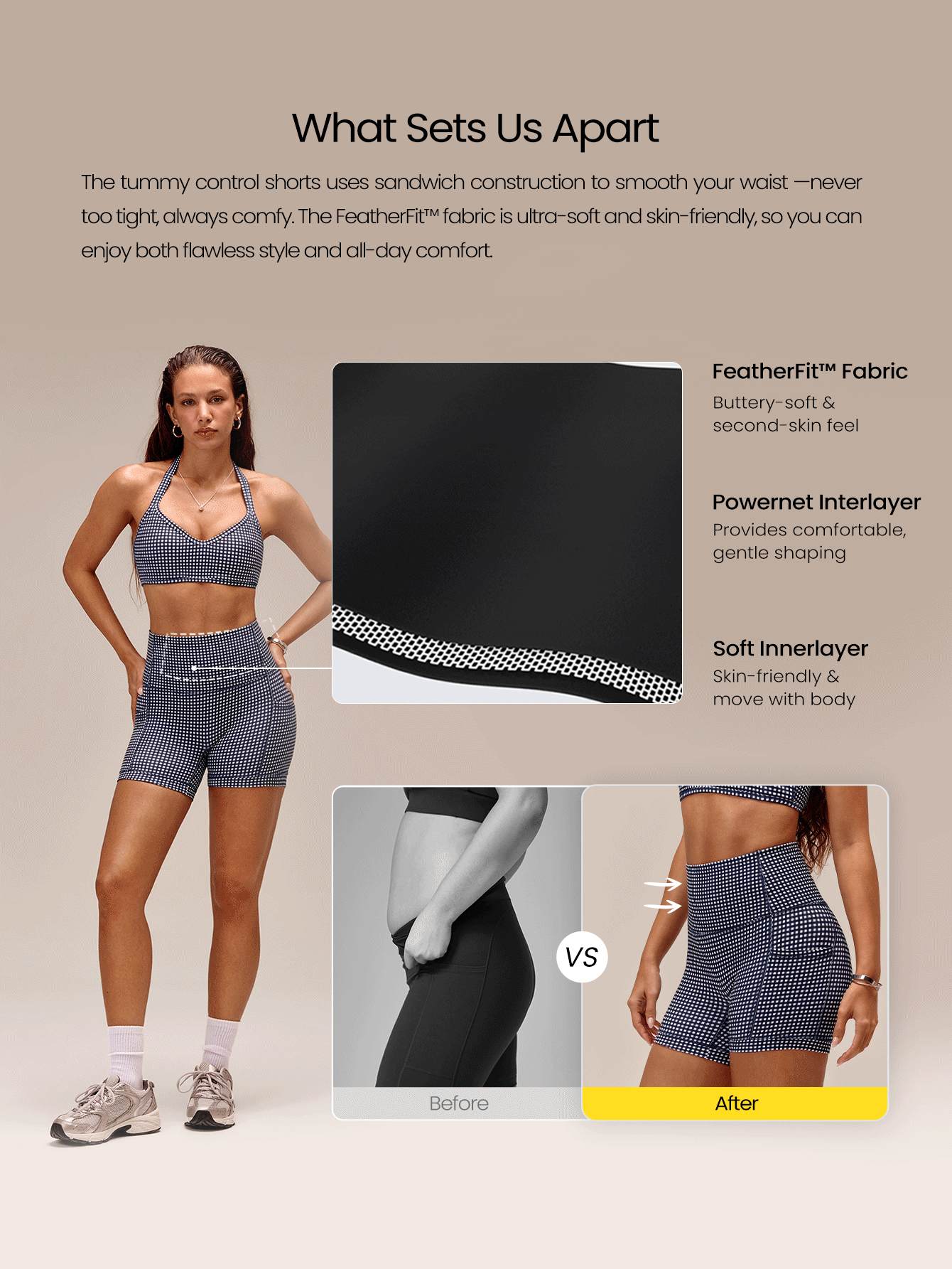 GLOWMODE 4.3" FeatherFit™ Anti-Slip Pocket Bike Shorts Non Front Seam Low Impact Cycling Running Gym Workout Summer - Blue and White - View 2