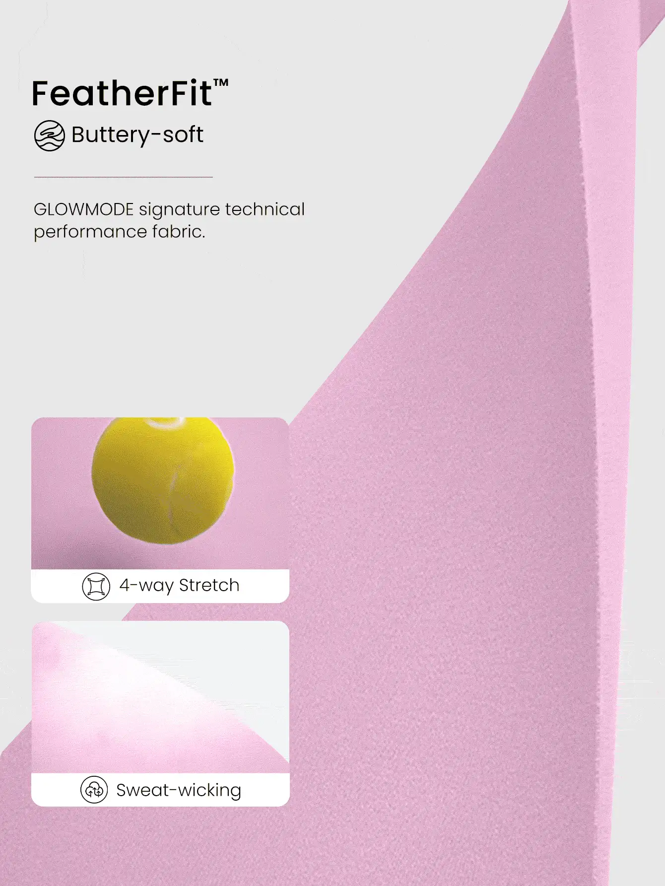 GLOWMODE 4.3" FeatherFit™ Crossover Anti-Slip Biker Shorts With Built-In Seamless Shorts Low Impact Yoga Pilates Daily Gym - Bubblegum Pink - View 6