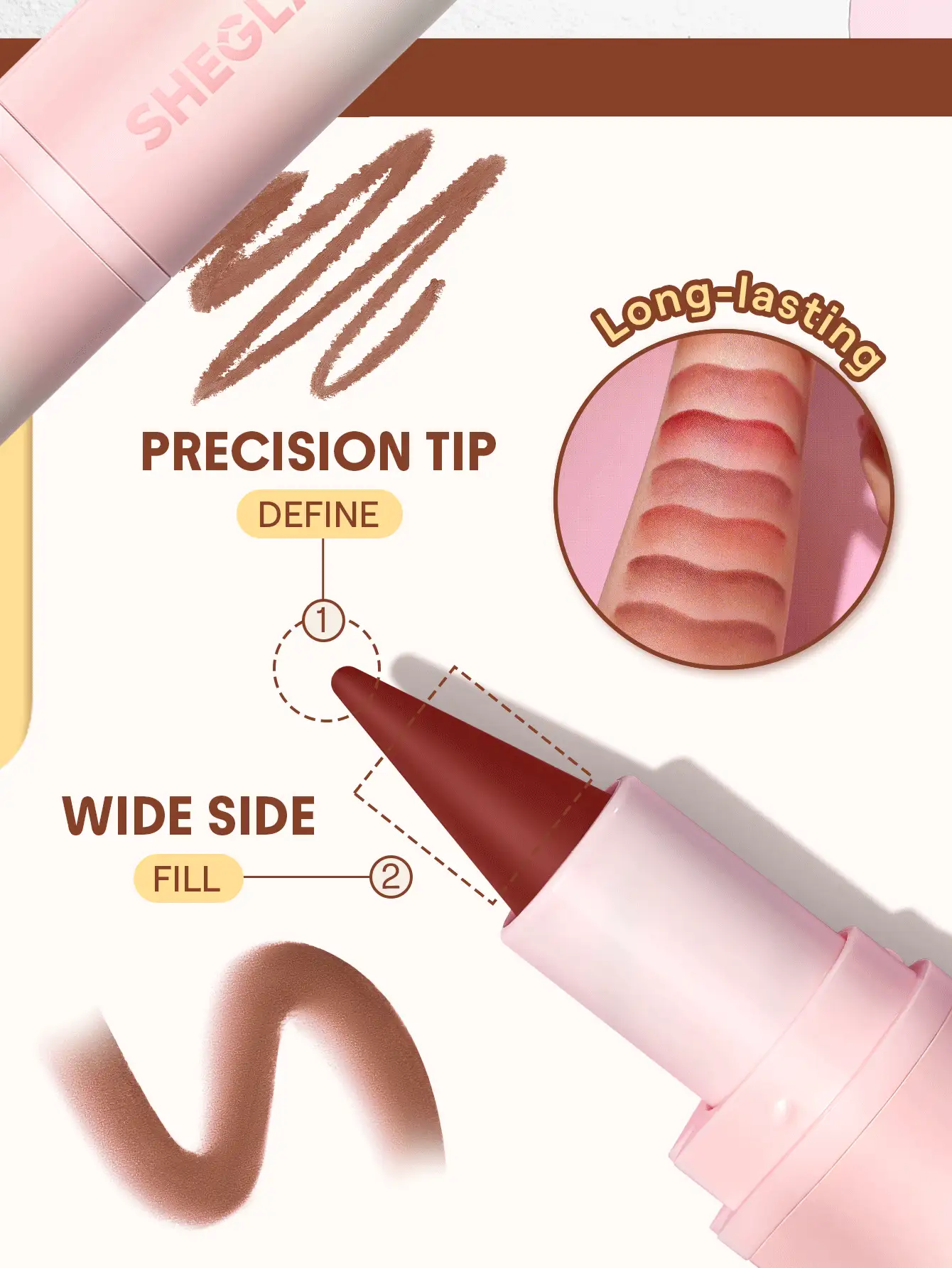 SHEGLAM Define & Fill Triangle 唇線筆-518 Almond Brittle 品牌美妝化妝品 適合女士與女孩 - 518 Almond Brittle - 查看 3