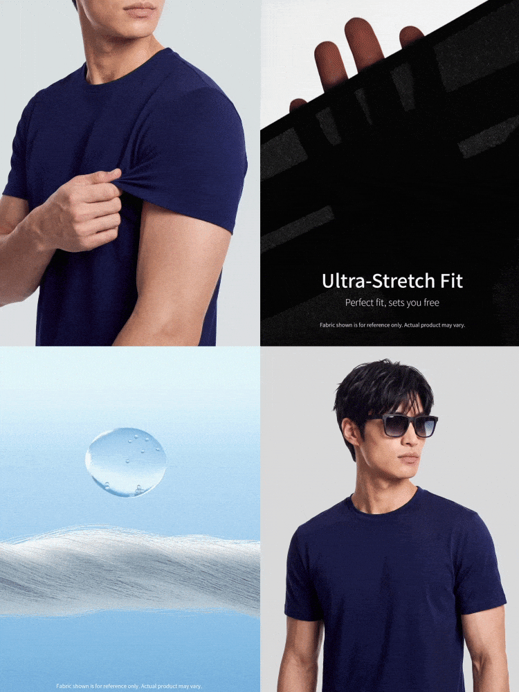 TekDrob Double Anti-Odor Heavy Viscose T-Shirt With Crew Neck And Slim Fit - Navy Blue - View 2