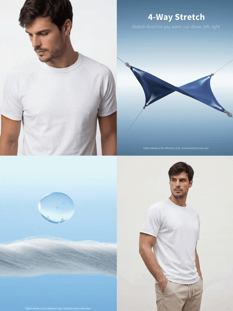 TekDrob 防異味 T-shirt，標準版型，落肩短袖 - 白色 - 查看 2
