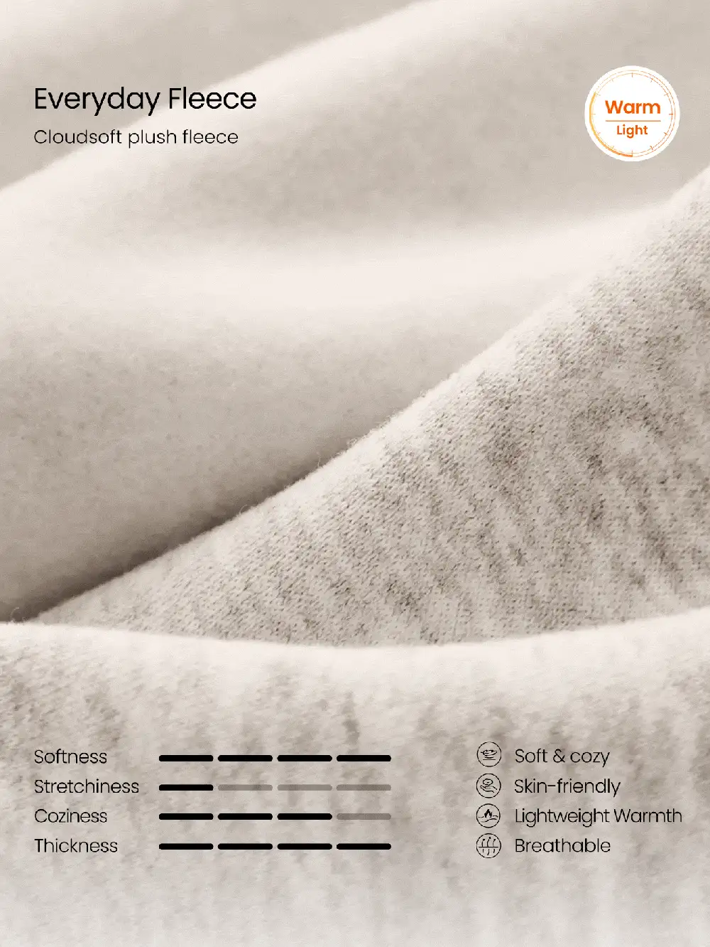 GLOWMODE Everyday Fleece Loose Hip Length Half-Zip Long Sleeve Sweatshirt With Side Pockets Daily Casual Fall Winter - Vanilla Oat - View 5