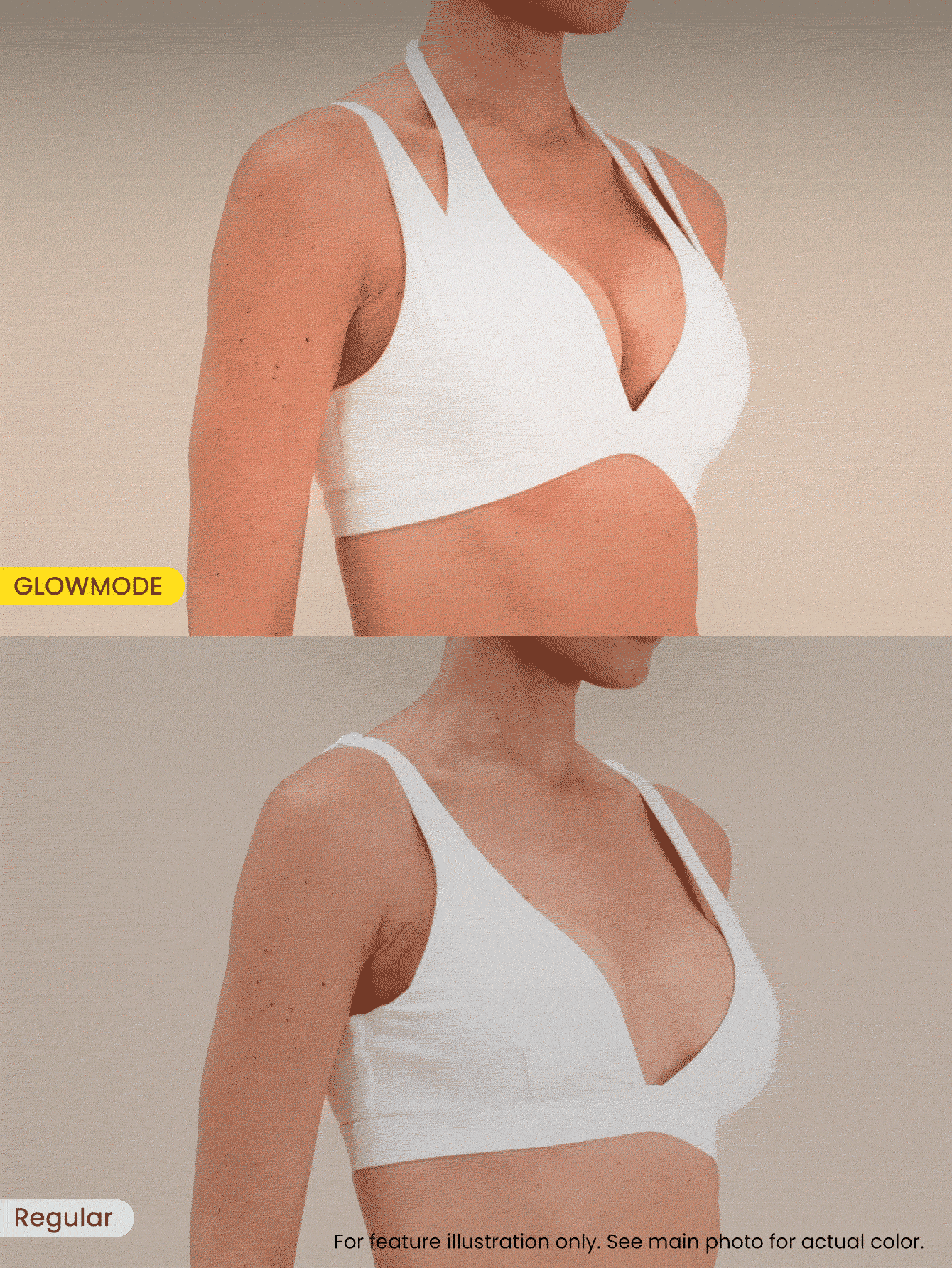 GLOWMODE FeatherFit™-Sculpt Double Glow Buttery-Soft Stretchy Compressive Removable Cups Push-Up Adjustable Halterneck 2 In 1 Style Sports Bra Medium Impact Training Running Workout Gym Wear - Black - View 3