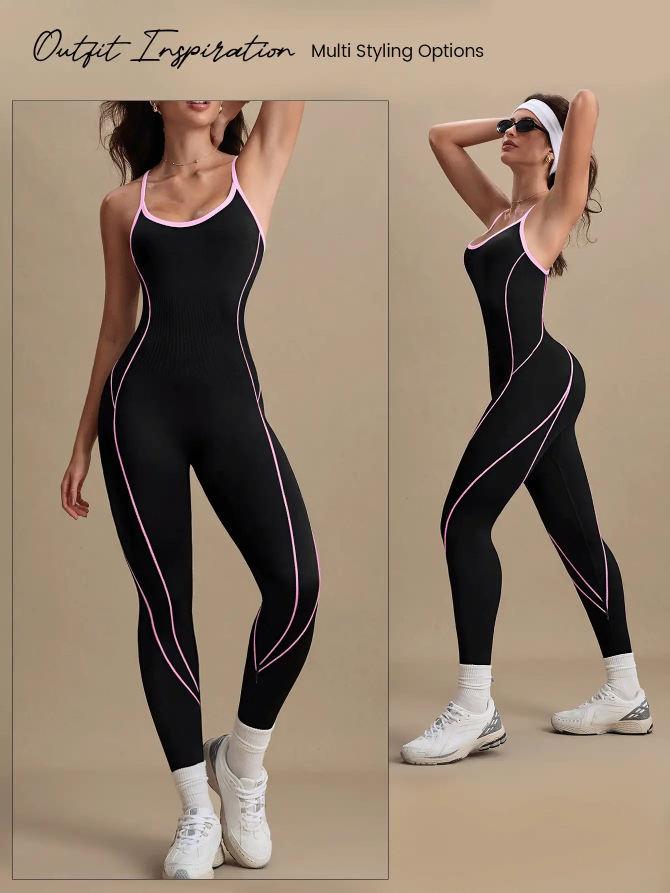 Glamine Women's Seamless Criss-Cross Back Jumpsuit, Sports - Multicolor - View 3