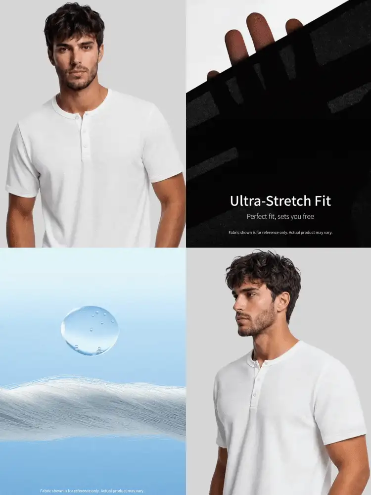 TekDrob Double Anti-Odor Heavy Viscose Henley T-Shirt With Regular Fit - White - View 2