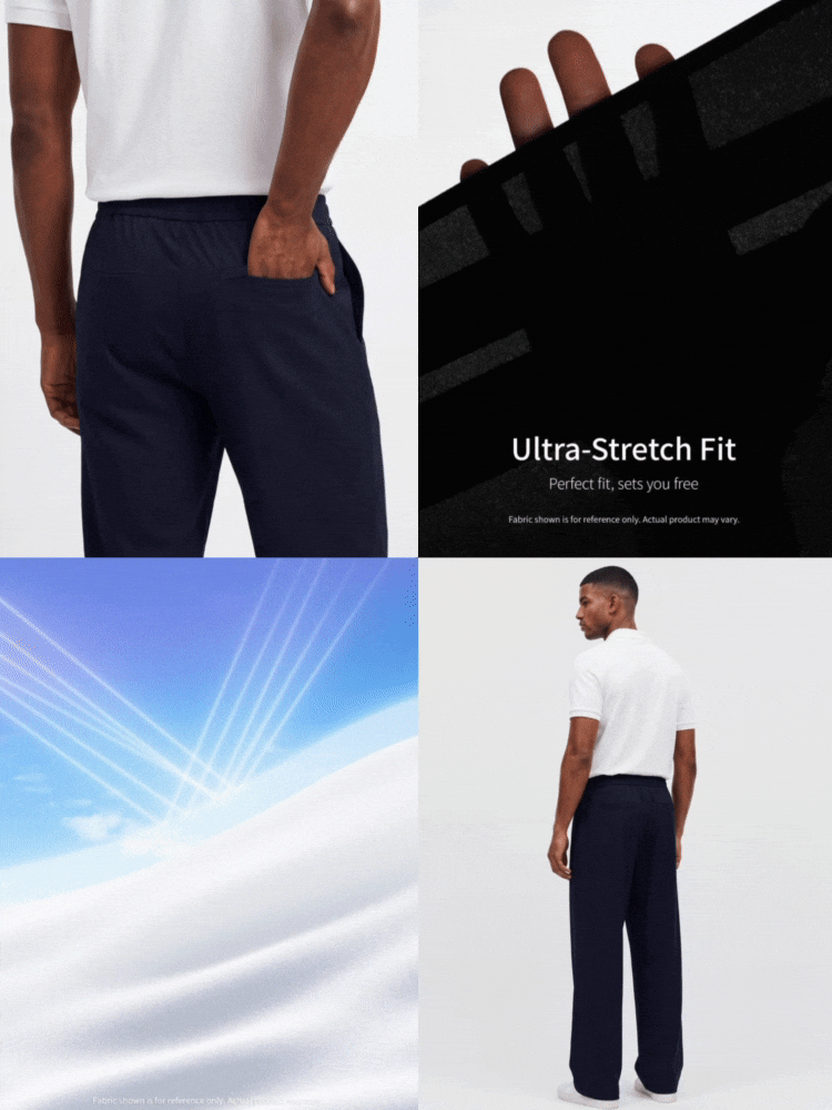 TekDrob Water Repellent & UV Protection Pleated Pants With Smartphone Pocket And Stretch Waistband - Navy Blue - View 2