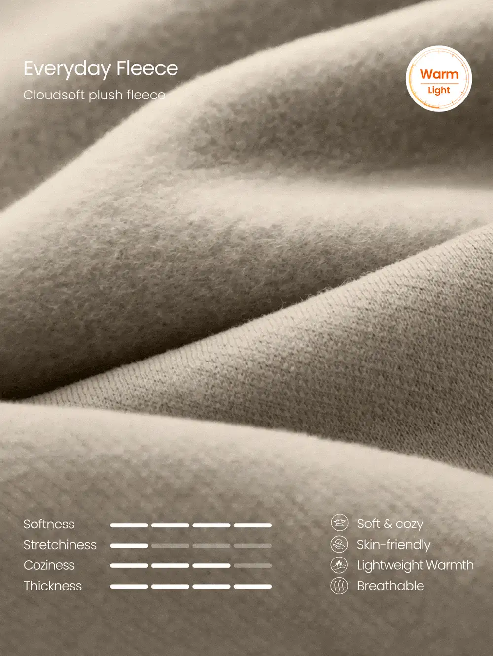 GLOWMODE Plus Size Everyday Fleece Keep It Cozy Oversized Half-Zip Hoodie With Thumbholes & Side Pockets Daily Casual Fall Winter Wear - Khaki - View 6