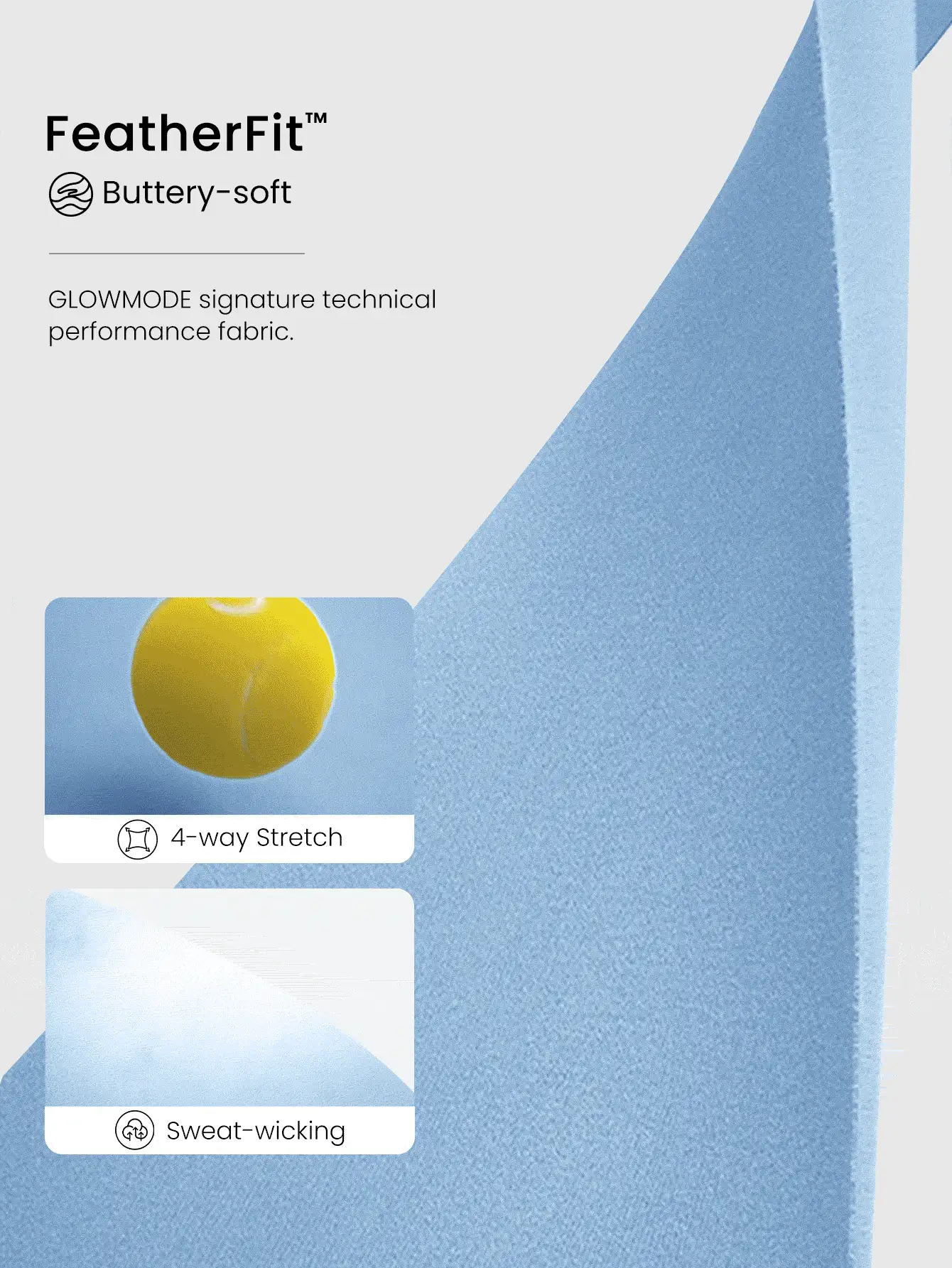 GLOWMODE FeatherFit™ Crossover Straps Curved Hem Sports Bra Tank Top Low Impact Yoga Daily - Baby Blue - View 6