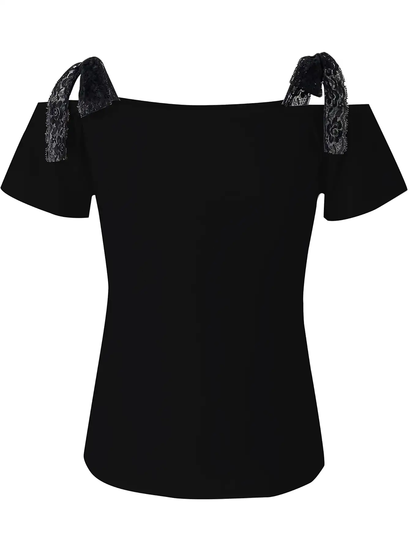 INAWLY Women's Slim Fit Asymmetrical Shoulder T-Shirt, Fashionable For Summer - Black - View 2
