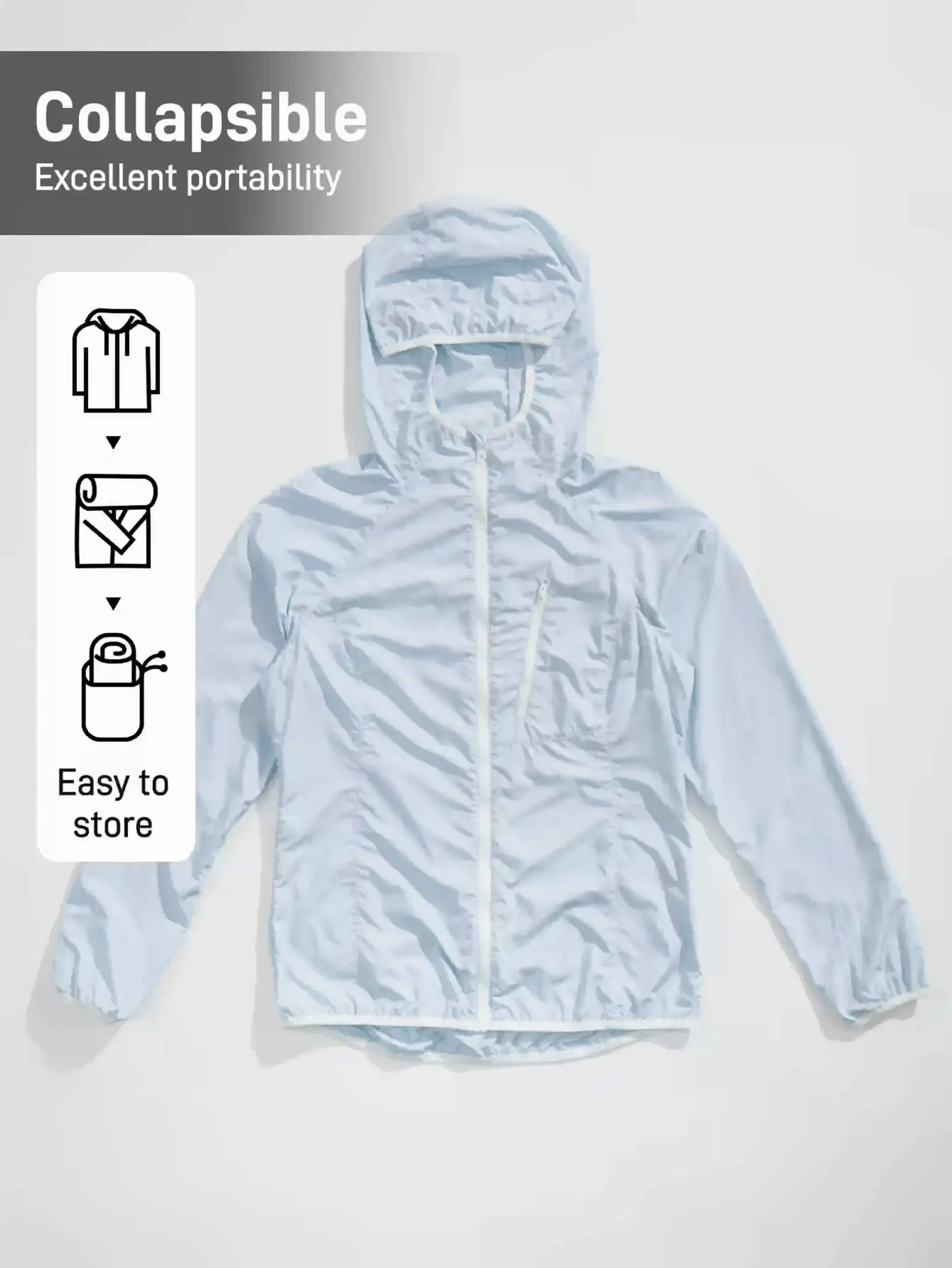 In My Nature Women's Solid Color Raglan Sleeve Long Sleeve Zipper Front Hooded Sun Protection Jacket Hiking Women Clothes - Baby Blue - View 3