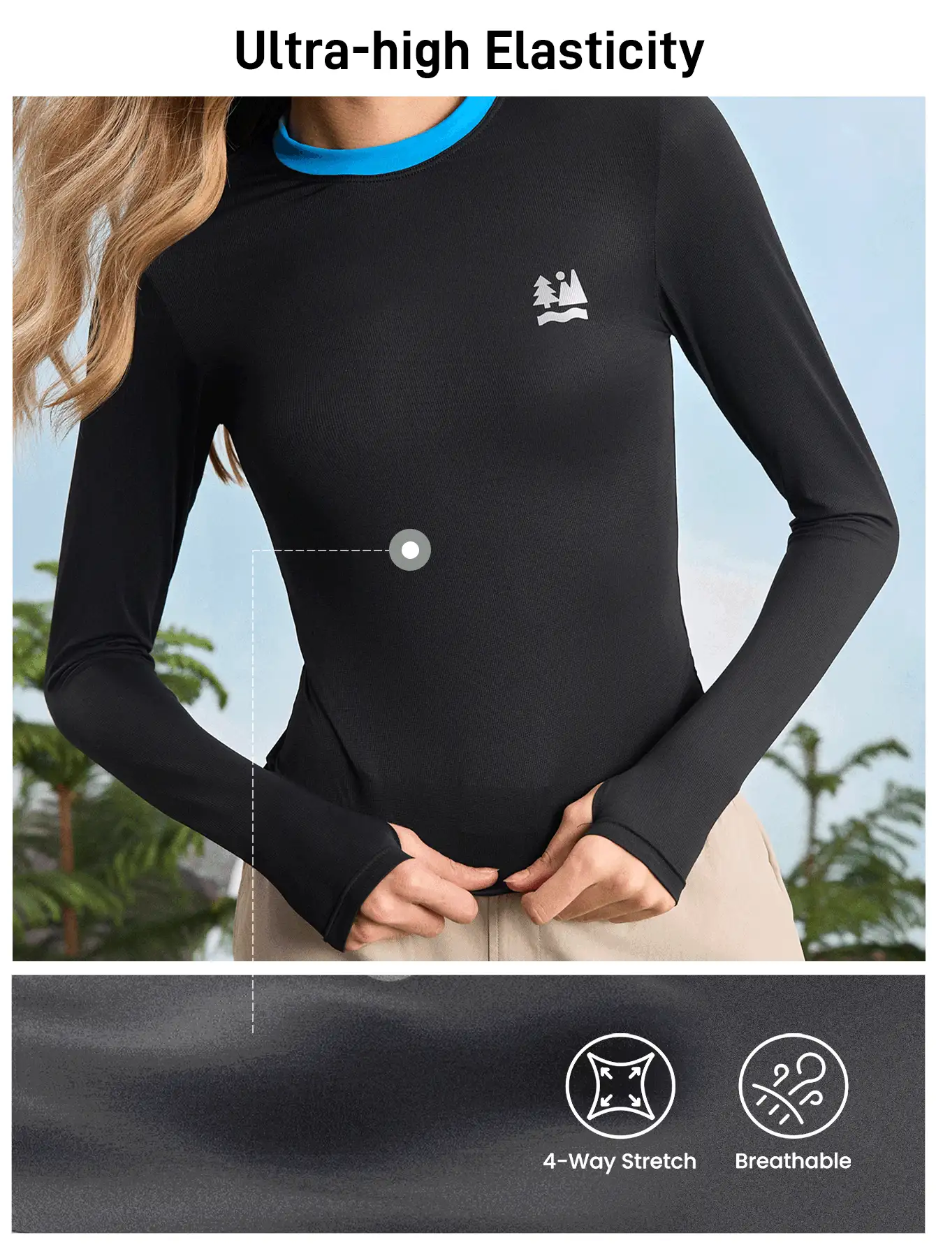 In My Nature 女士拼色圆领长袖运动户外T恤徒步旅行女装