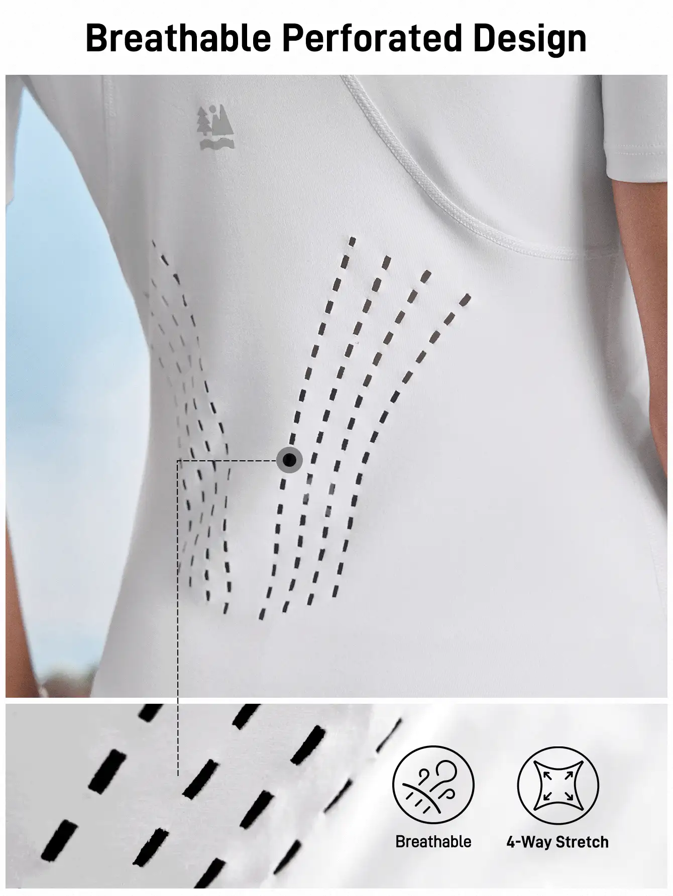 In My Nature 女式字母印花修身夏季户外短袖T恤徒步旅行女装 - 白色 - 查看 3