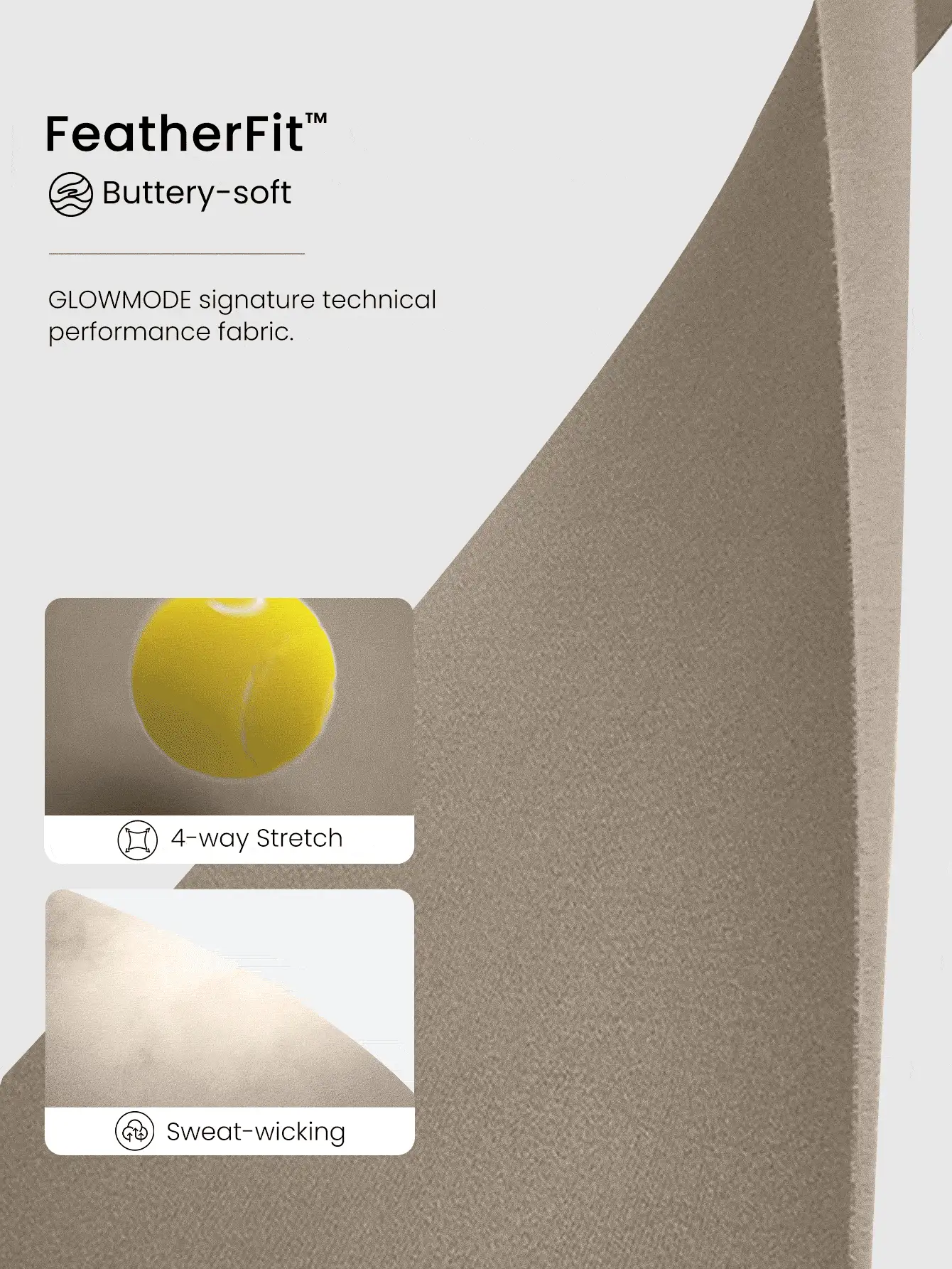 GLOWMODE Bộ đồ liền thân thể thao tập yoga hở lưng FeatherFit™ 24" mùa hè thanh lịch cho nữ - Màu Khaki - Xem 5