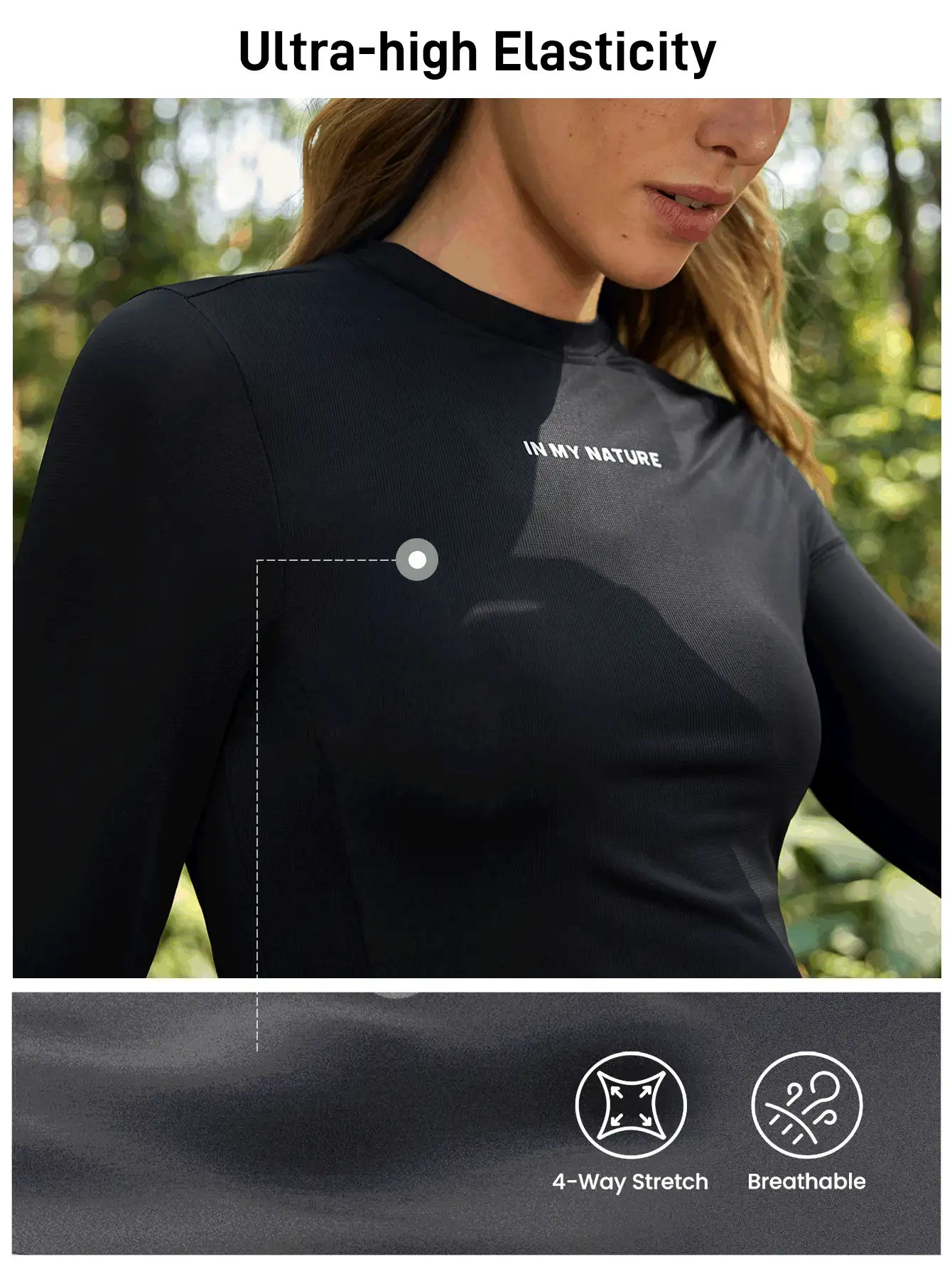 In My Nature 女式纯色圆领休闲长袖修身户外T恤背心