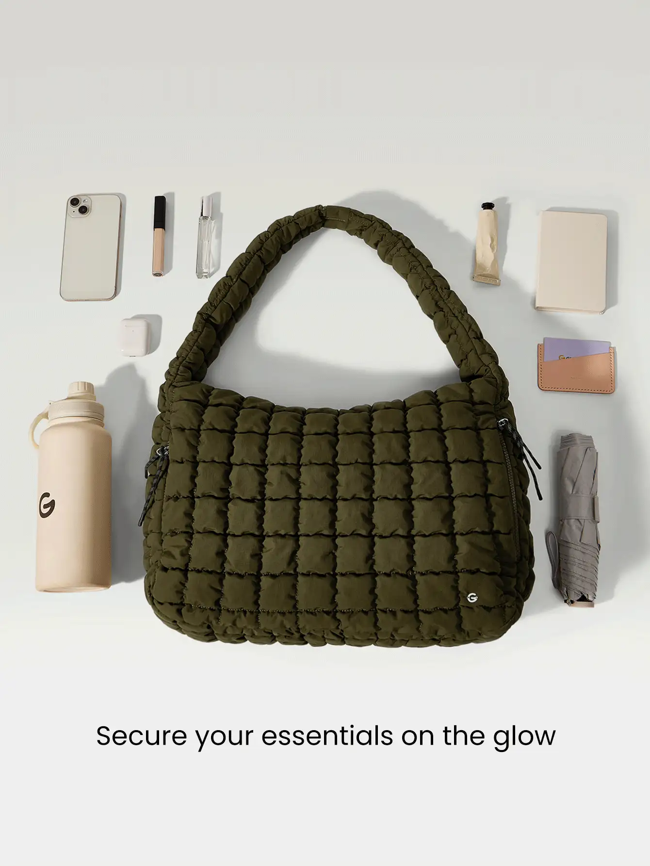 GLOWMODE Quilted Water-Resistant Carryall Shoulder Bag - Green - View 2