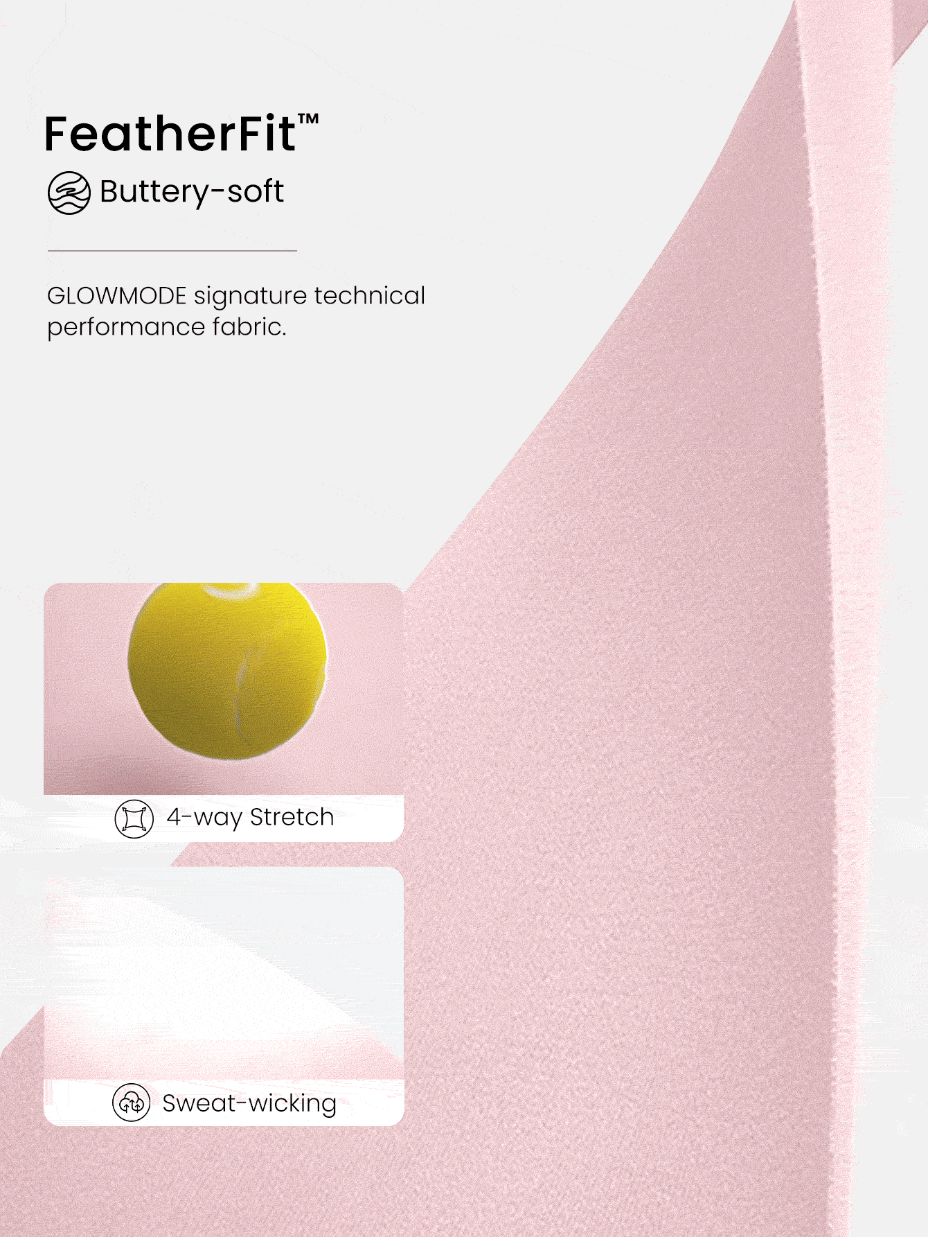 GLOWMODE FeatherFit™ Prime Time 吸汗可拆卸罩杯弹性超短款婴儿 T 恤低冲击瑜伽普拉提工作室健身房日常运动服 - 淺粉色 - 查看 4