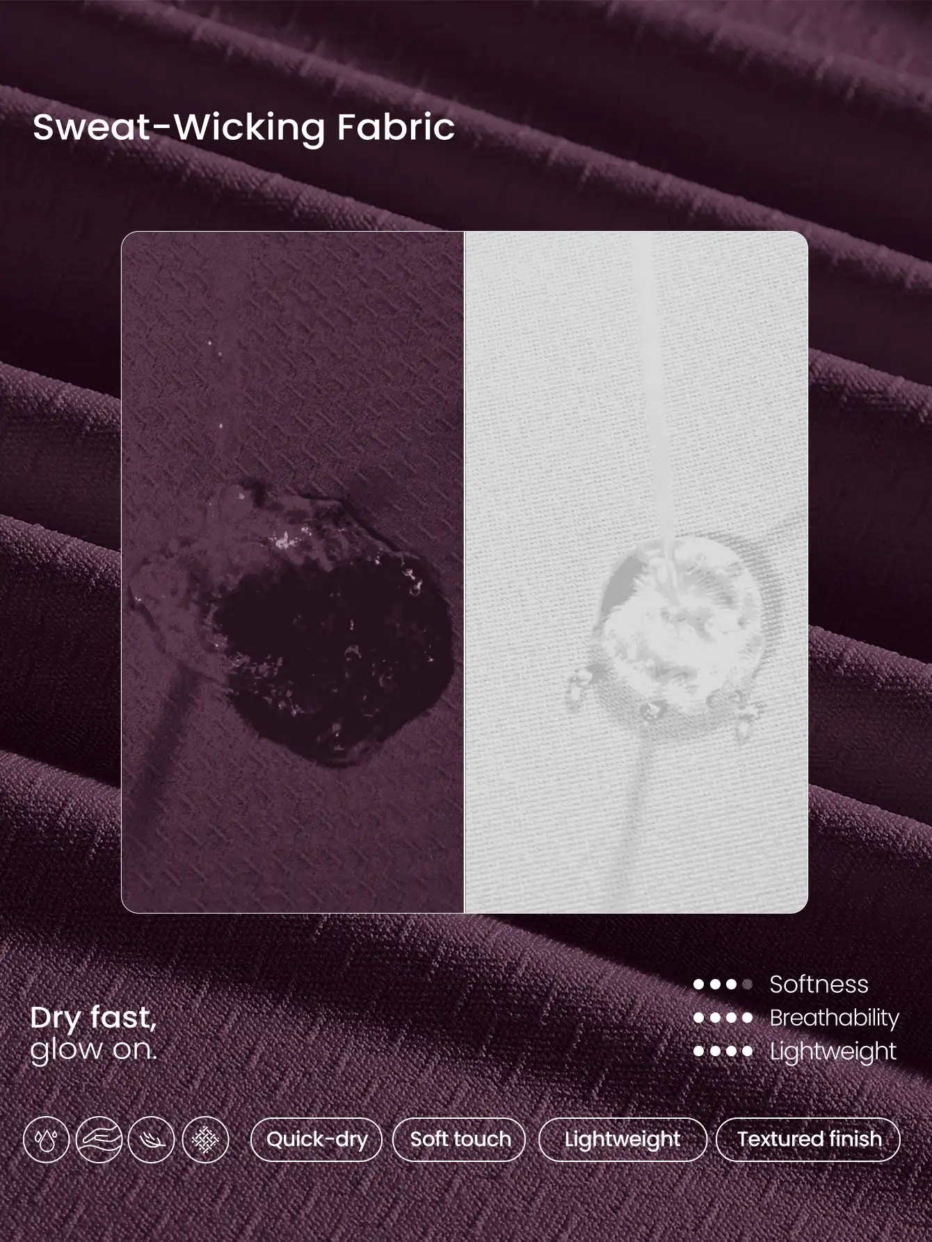 GLOWMODE Power Play Quick-Dry Tee Fitted Shirt Gym - Violet Purple - View 2