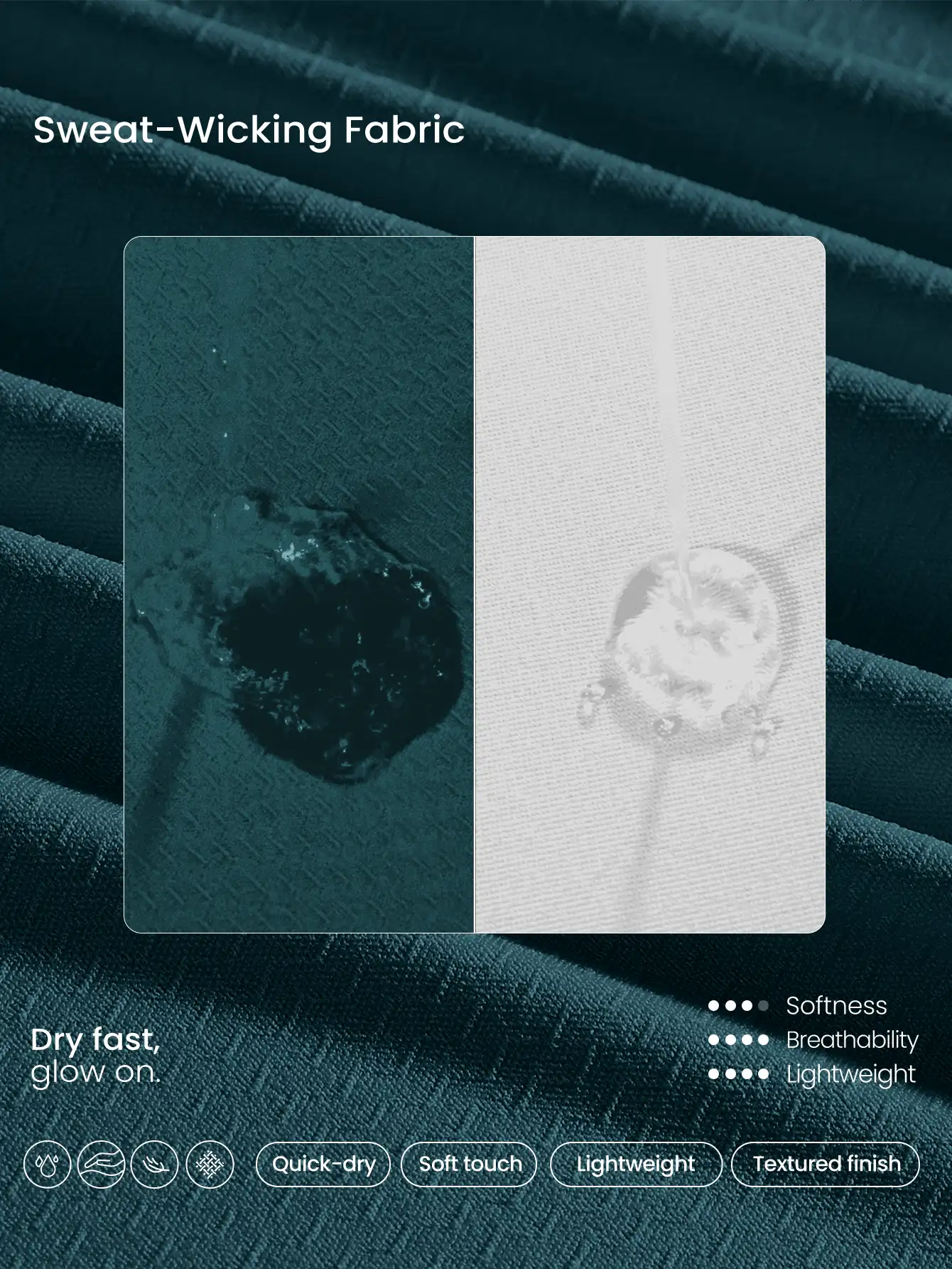 GLOWMODE Power Play Quick-Dry Tee Fitted Shirt Gym - Dark Green - View 2