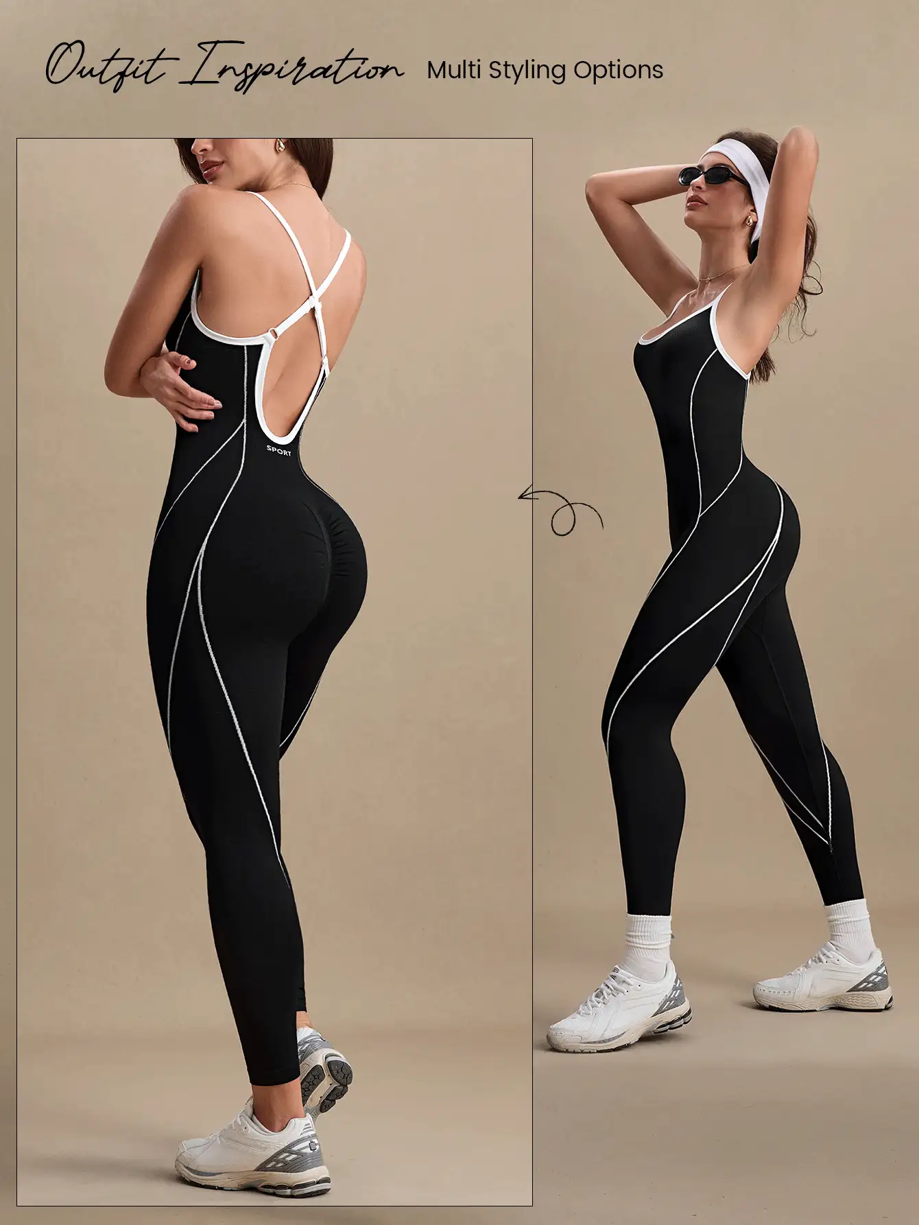 Eassivo Eassivo Macaquinho sem Costas Preto e Branco Sem Costura Ativo - Preto e Branco - Visão 6