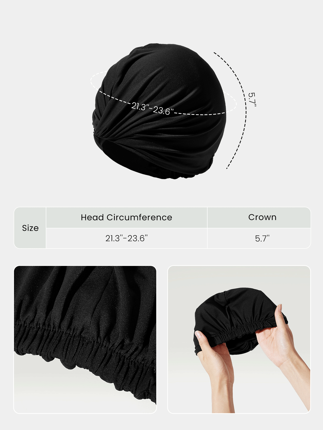 GLOWMODE 深潜速干耐氯游泳帽夏季度假海滩泳池运动服 - 黑色 - 查看 4