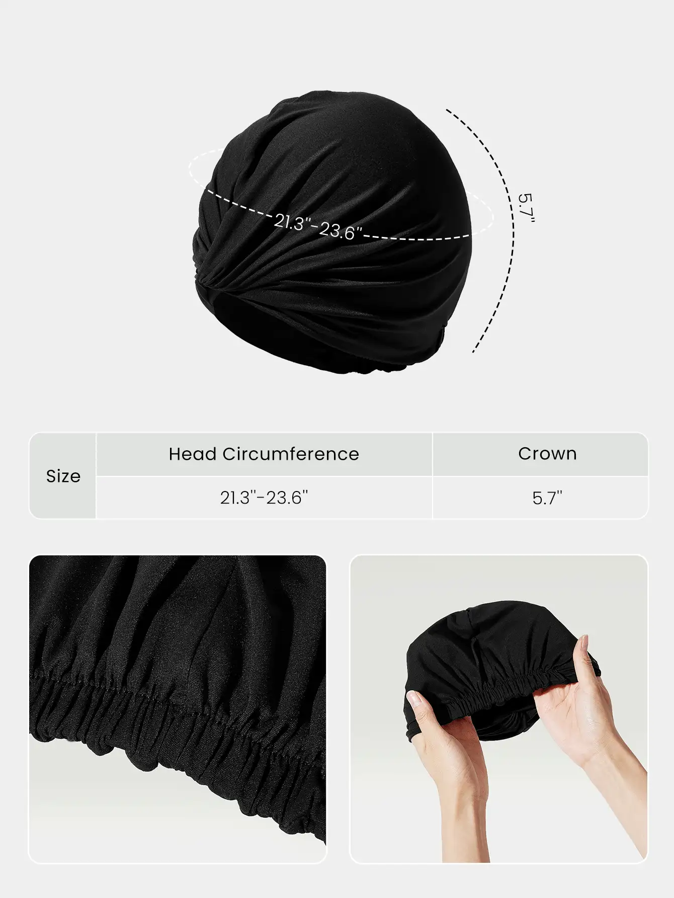 GLOWMODE 深潜速干耐氯游泳帽夏季度假海滩泳池运动服 - 黑色 - 查看 4