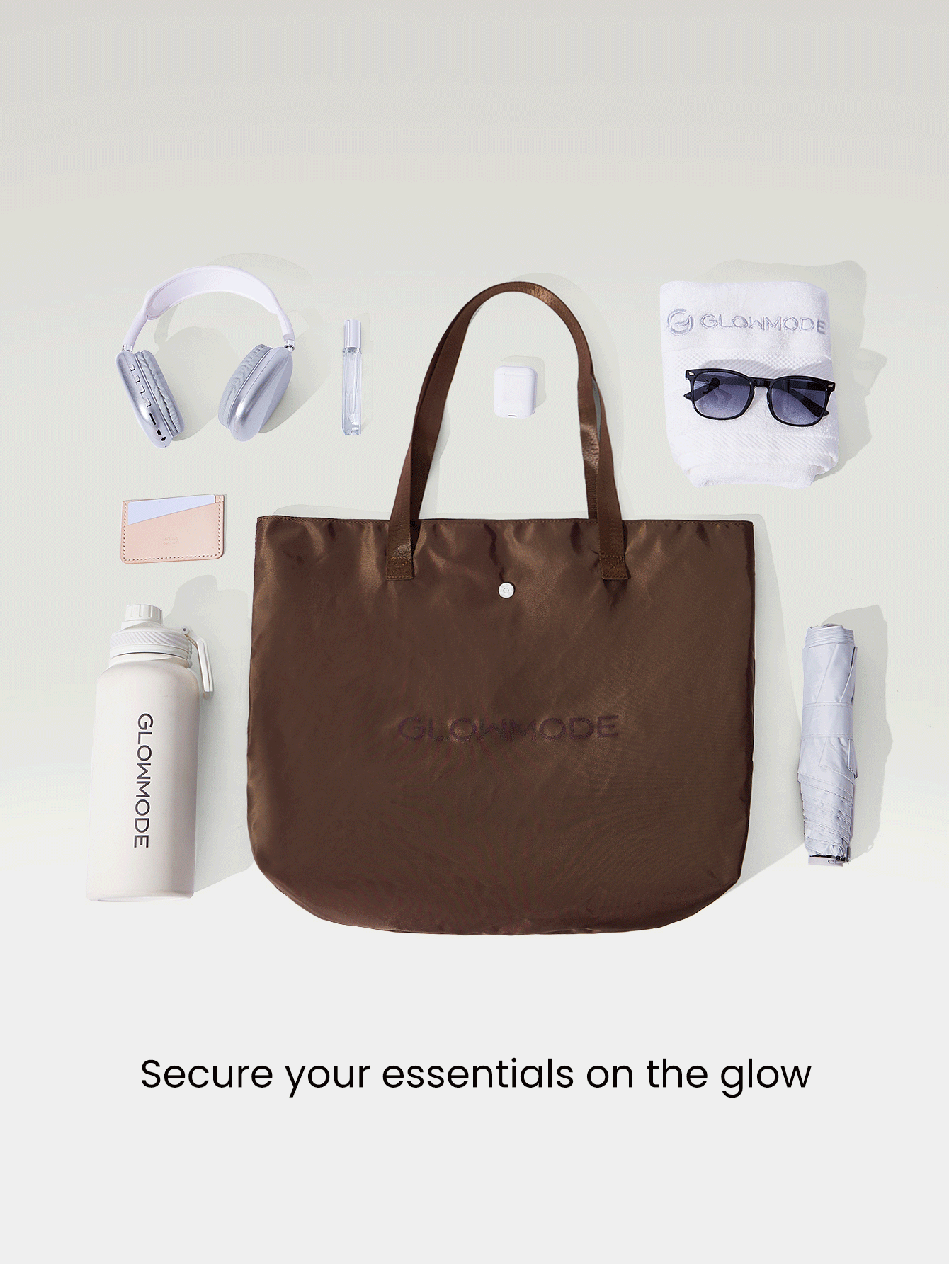 GLOWMODE 17升三合一手提包，外部有渔网隔层，内部有尼龙拉链口袋，适合日常休闲健身 - 棕色 - 查看 2