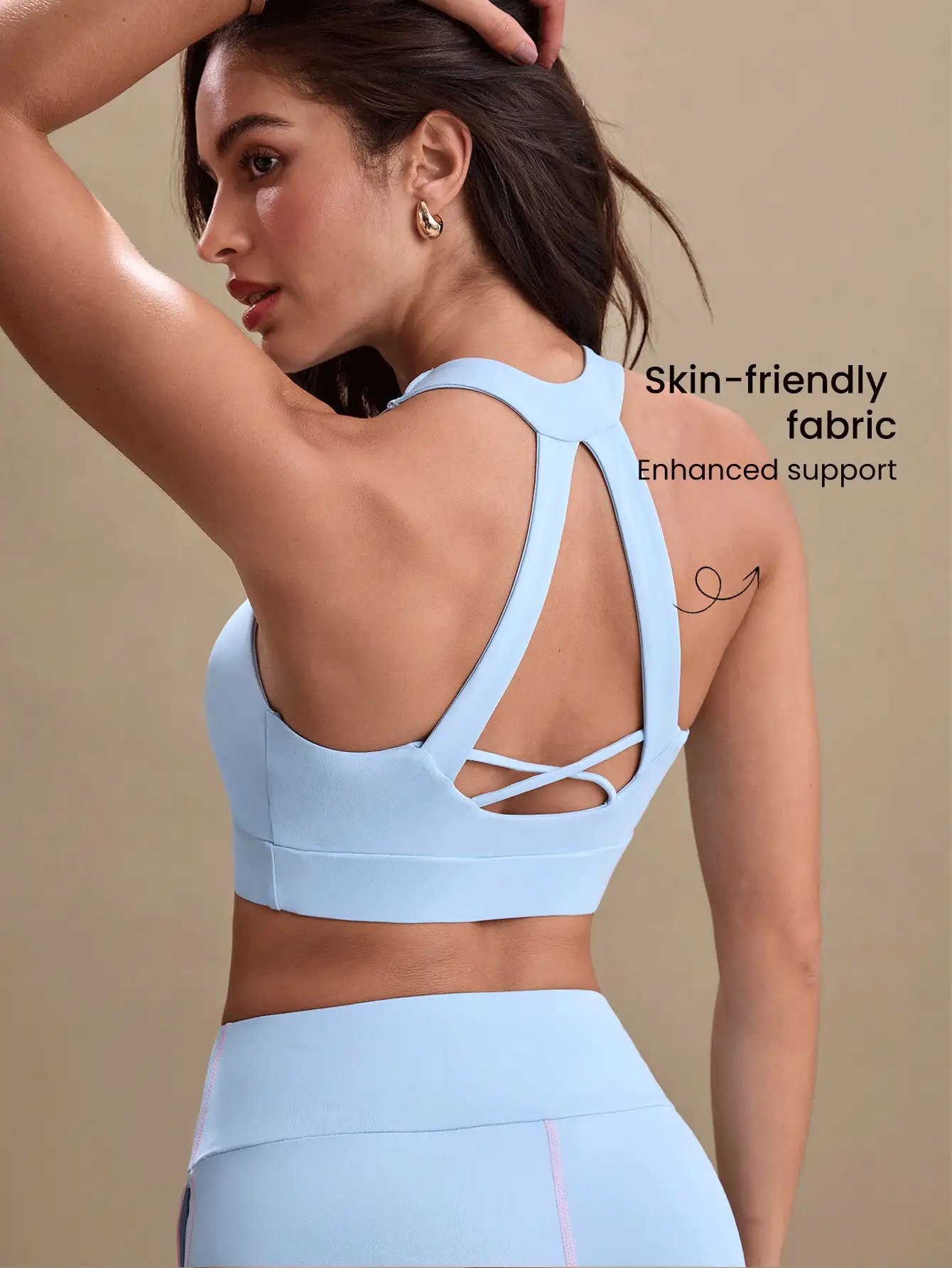 Gameset SHEIN Sport Women's Plain Color Racerback Yoga Sports Bra - Blue - View 2
