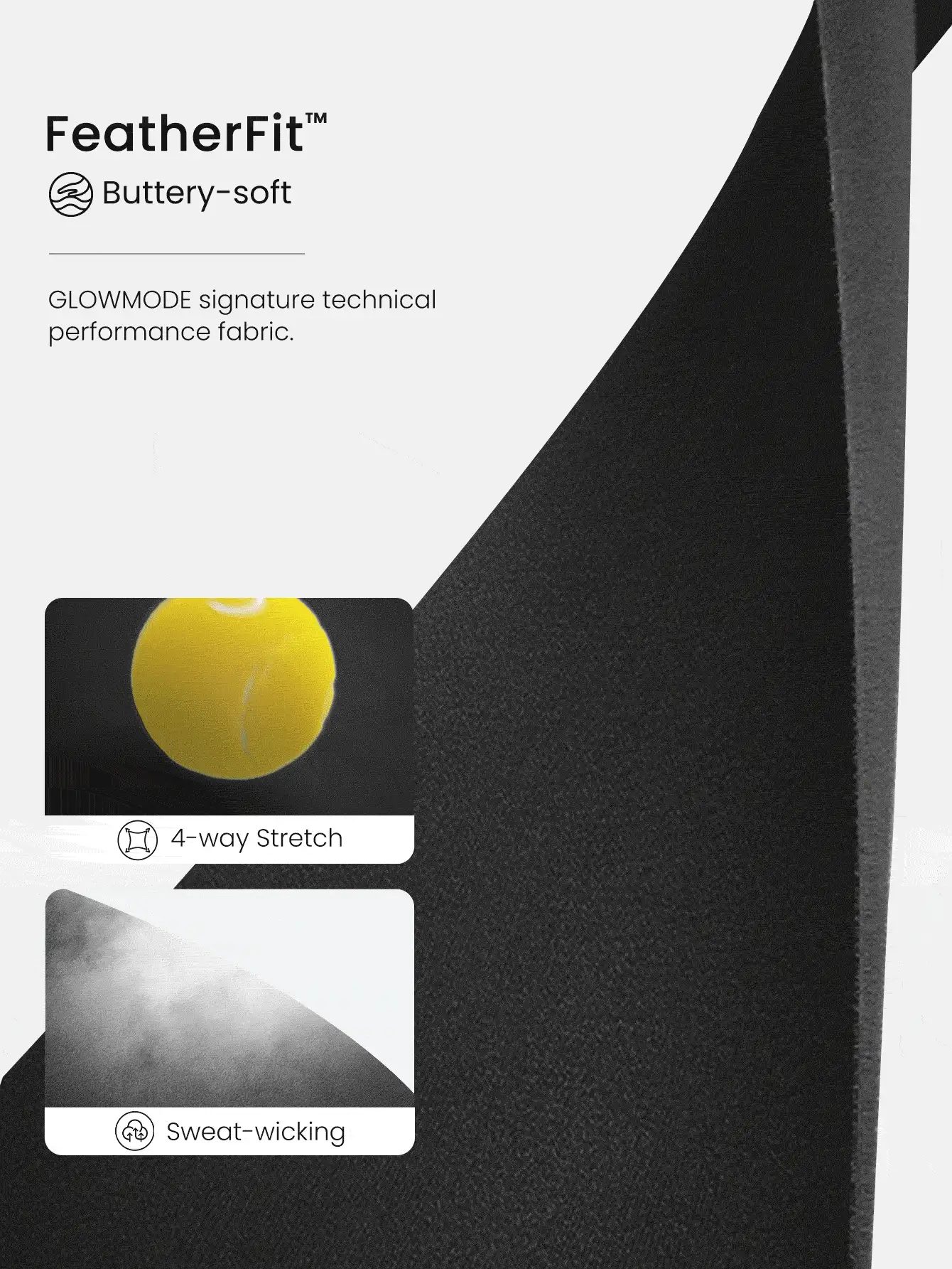 GLOWMODE FeatherFit™ Powerhouse 工字背吊带丁字裤紧身衣 低冲击瑜伽日常夏季黑色运动紧身衣