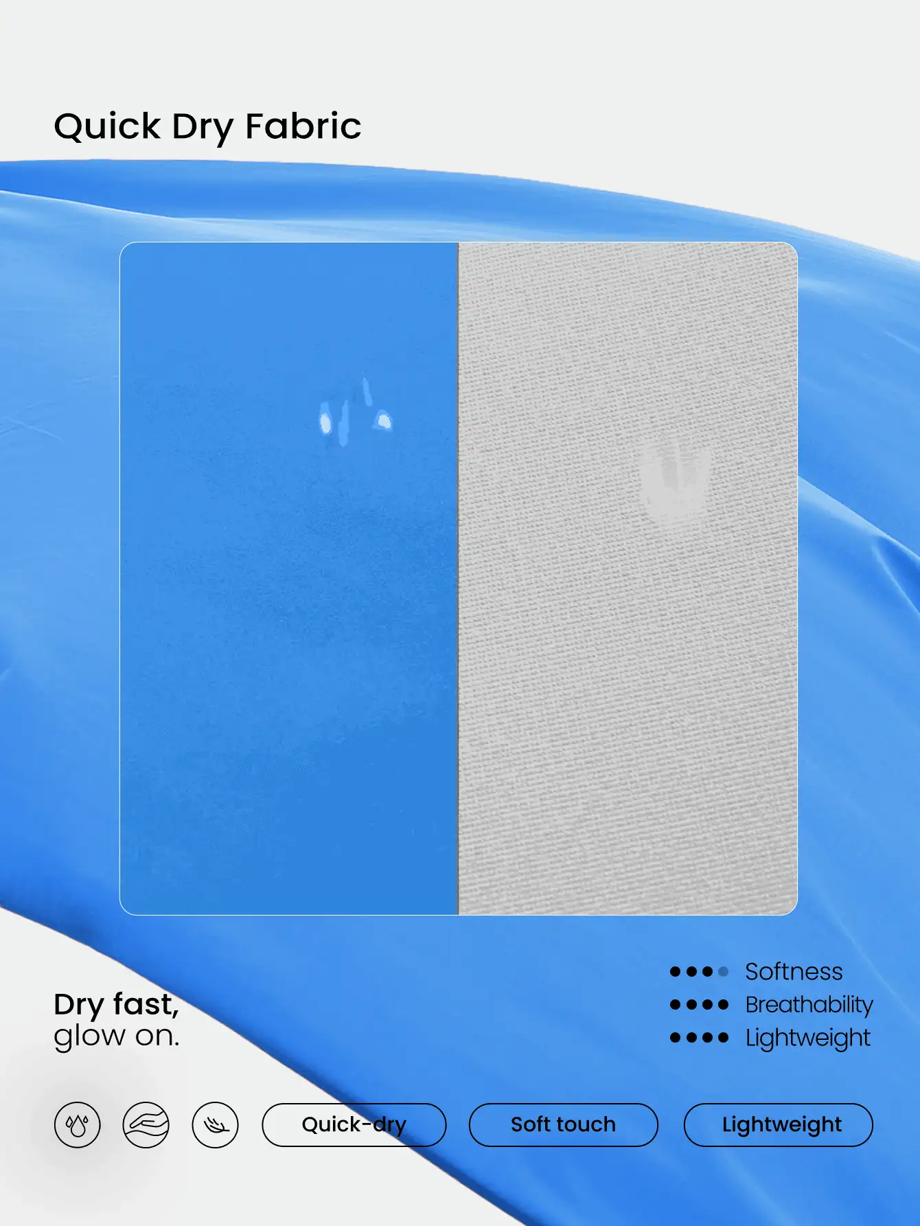 GLOWMODE 凉爽触感速干粘合下摆反光条跑步运动背心，中等强度跑步、慢跑训练、健身房锻炼 - Blue Power - 查看 5