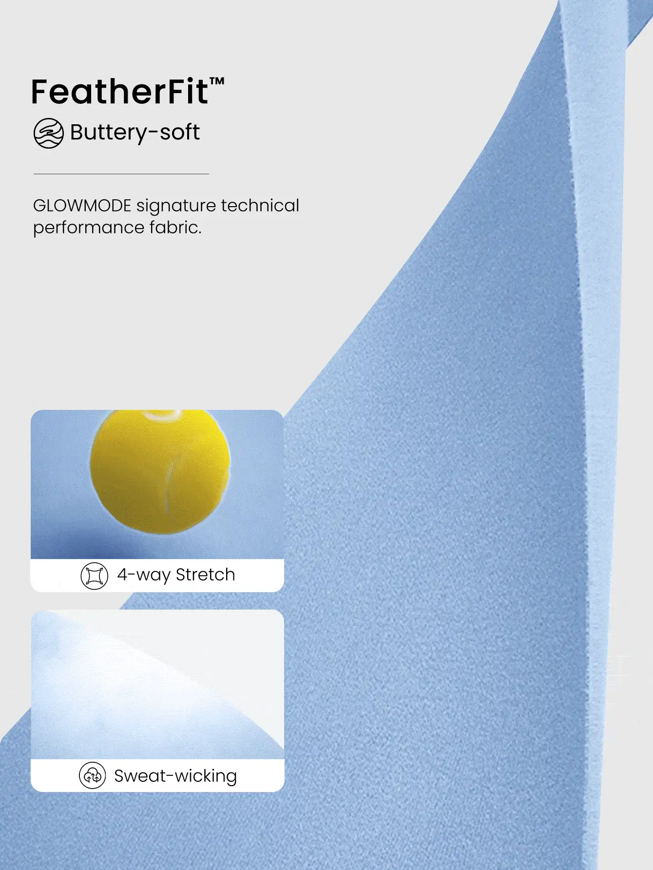 GLOWMODE Quick-Dry Made To Move Lightweight Quick Dry Crossover Waist Asymmetrical Pleated Skirt Low- Mpact Tennis Pickleball Studio Daily Casual Wear - Baby Blue - View 5