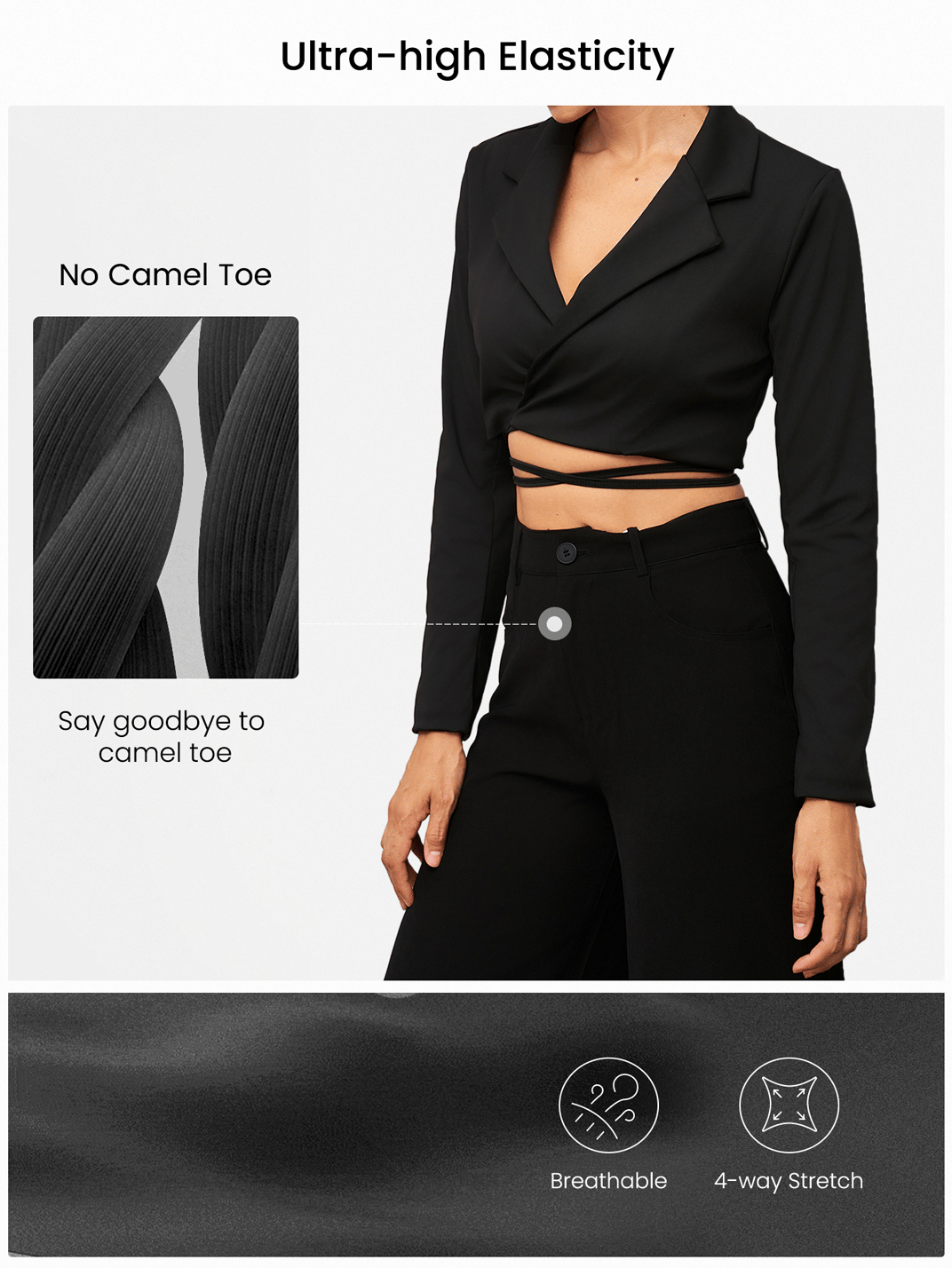 Activina 女士黑色长袖休闲运动夹克，平领运动套装，适合日常穿着 - 黑色 - 查看 2