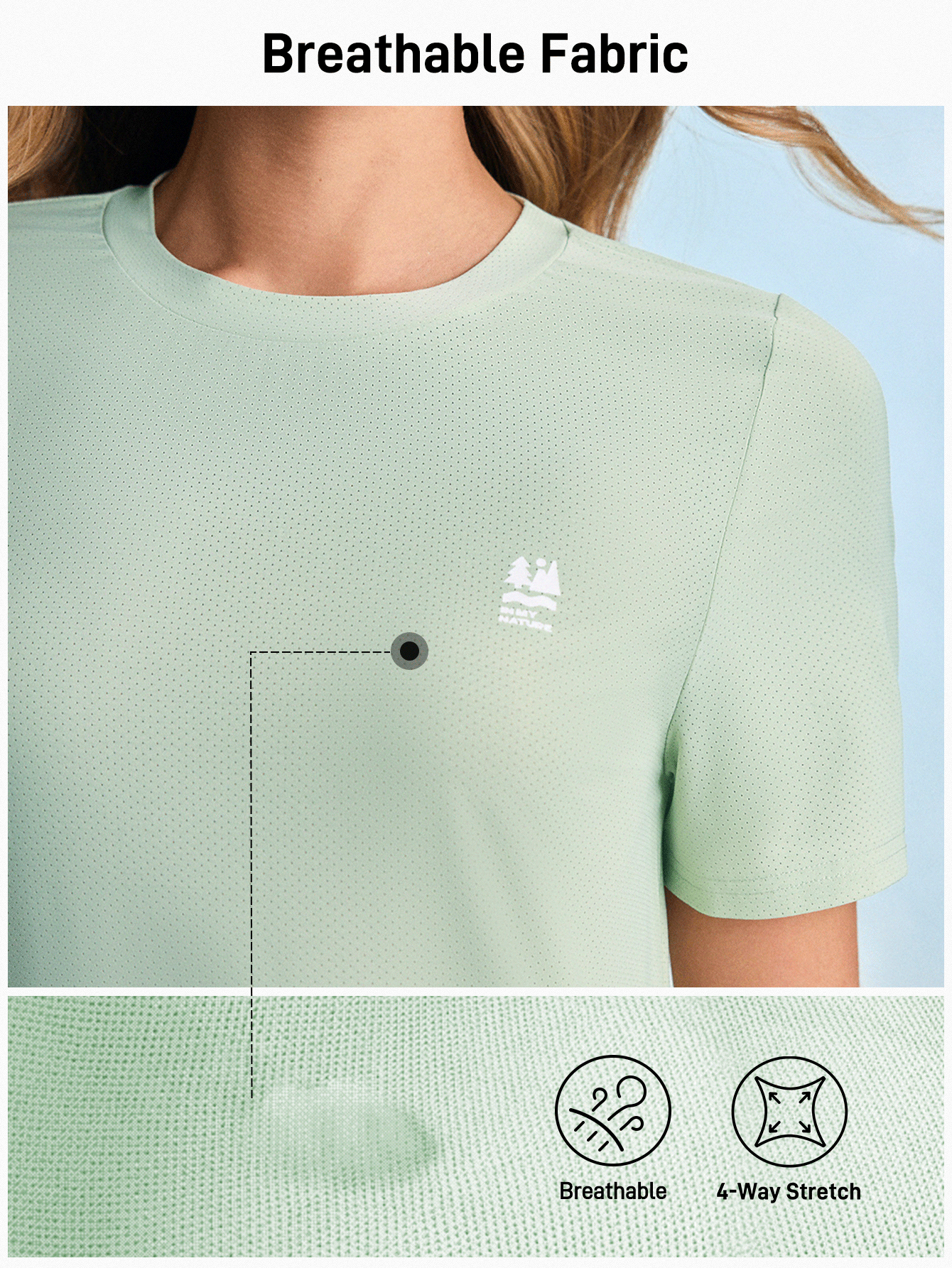 In My Nature 女士休闲宽松圆领短袖T恤，适合健身和户外活动徒步旅行女装 - 綠色 - 查看 4