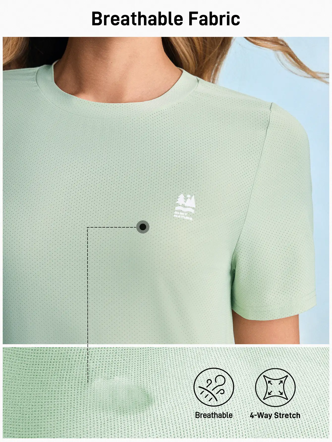 In My Nature 女士休闲宽松圆领短袖T恤，适合健身和户外活动徒步旅行女装 - 綠色 - 查看 4