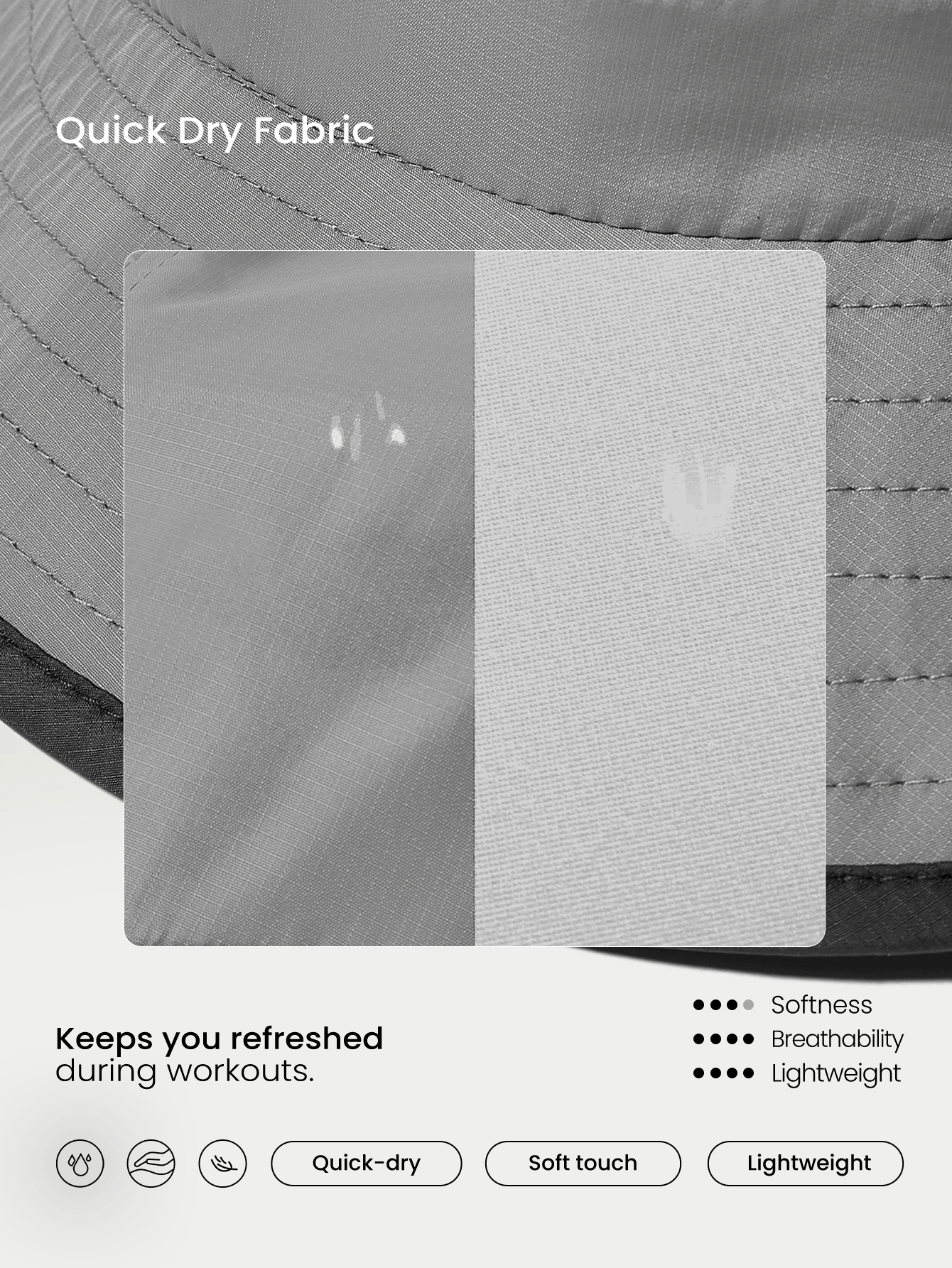 GLOWMODE Social Hour Lätt Snabbtorkande Vattentät Justerbar Reflekterande Dragsko Hatt Strand Pool Semester Semesterresa Dagligen Aktiva Kläder - Grå - Visa 5