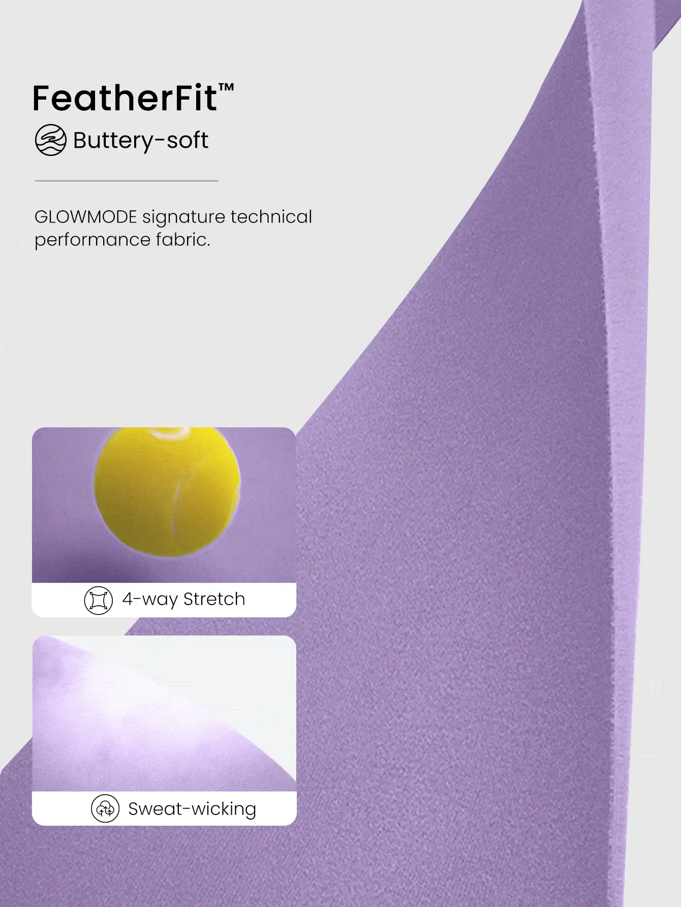 GLOWMODE 4.3" FeatherFit™ Winning Streak Sweat Wicking Buttery Soft Stretchy Anti-Slip Colorblock Waist Biker Shorts Low Impact Yoga Pilates Barre Studio Daily Casual Wear - Lilac Purple - View 5
