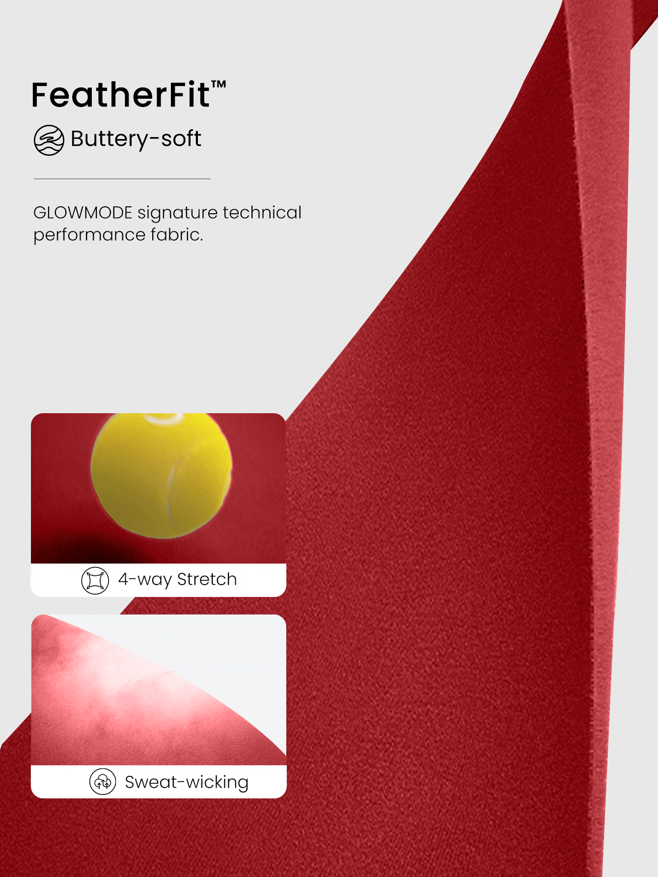 GLOWMODE Áo ngực thể thao cổ tròn hai tông màu FeatherFit™ dáng dài tập yoga tác động thấp hàng ngày - Fiery Red - Xem 5