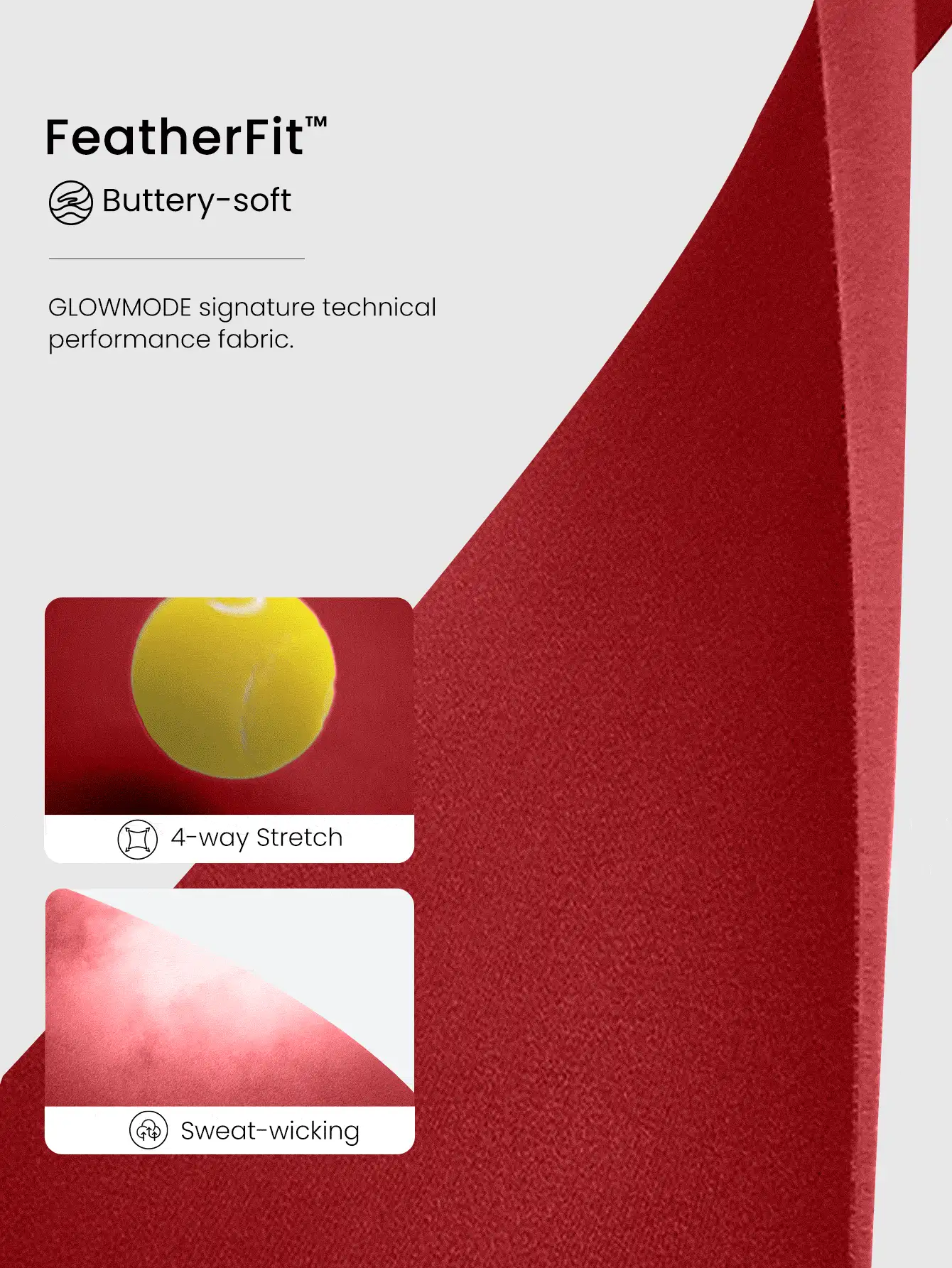 GLOWMODE Sutien sport lung FeatherFit™ bicolor, cu guler rotund, pentru yoga zilnic, cu impact redus