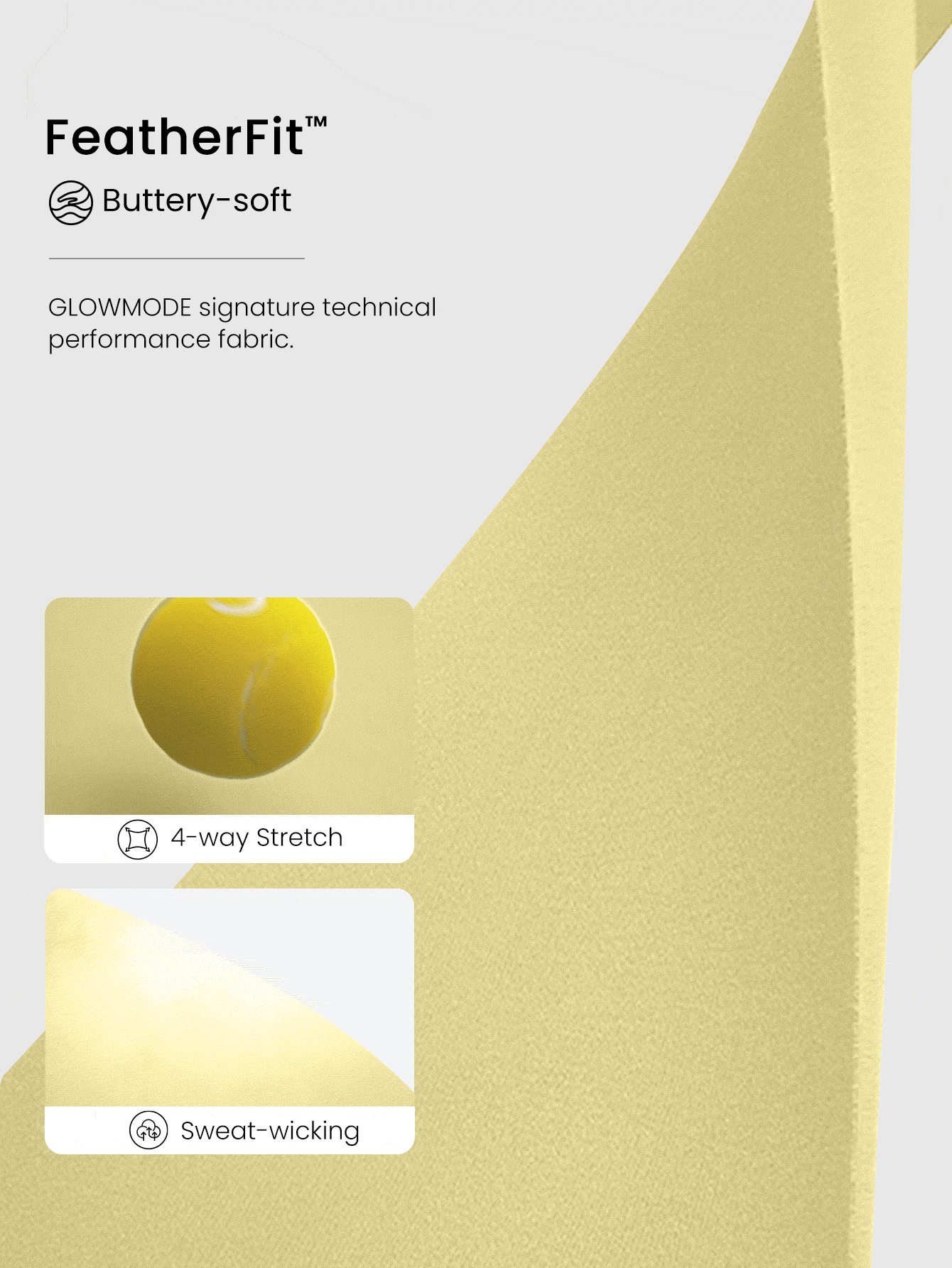 GLOWMODE 24" FeatherFit™ Crossover Leggings With Built-In Underwear Light Support Low Impact Yoga Daily Gym Valentine's Day - French Vanilla - View 5